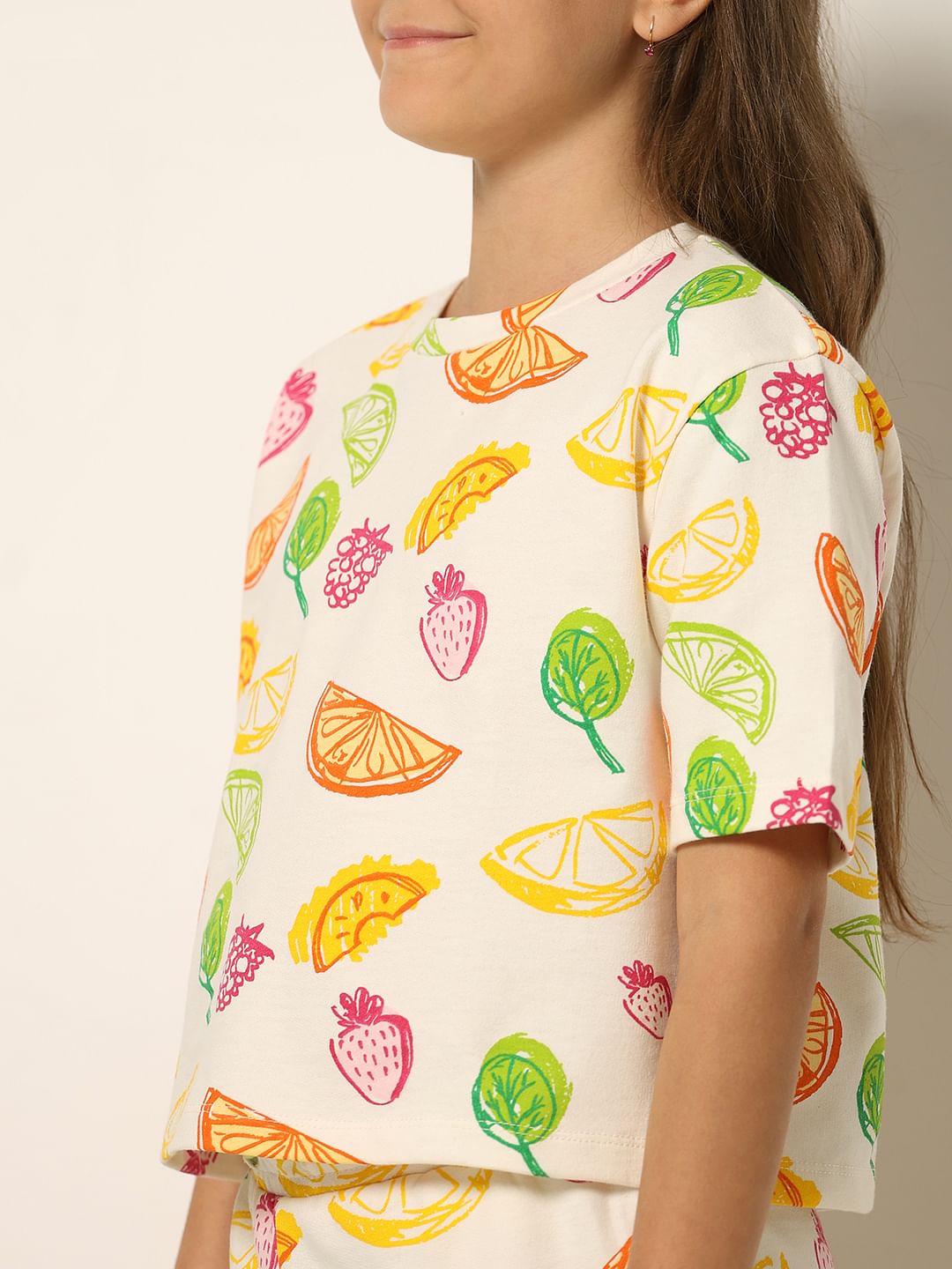 White Printed Co--Ord Set T-Shirt