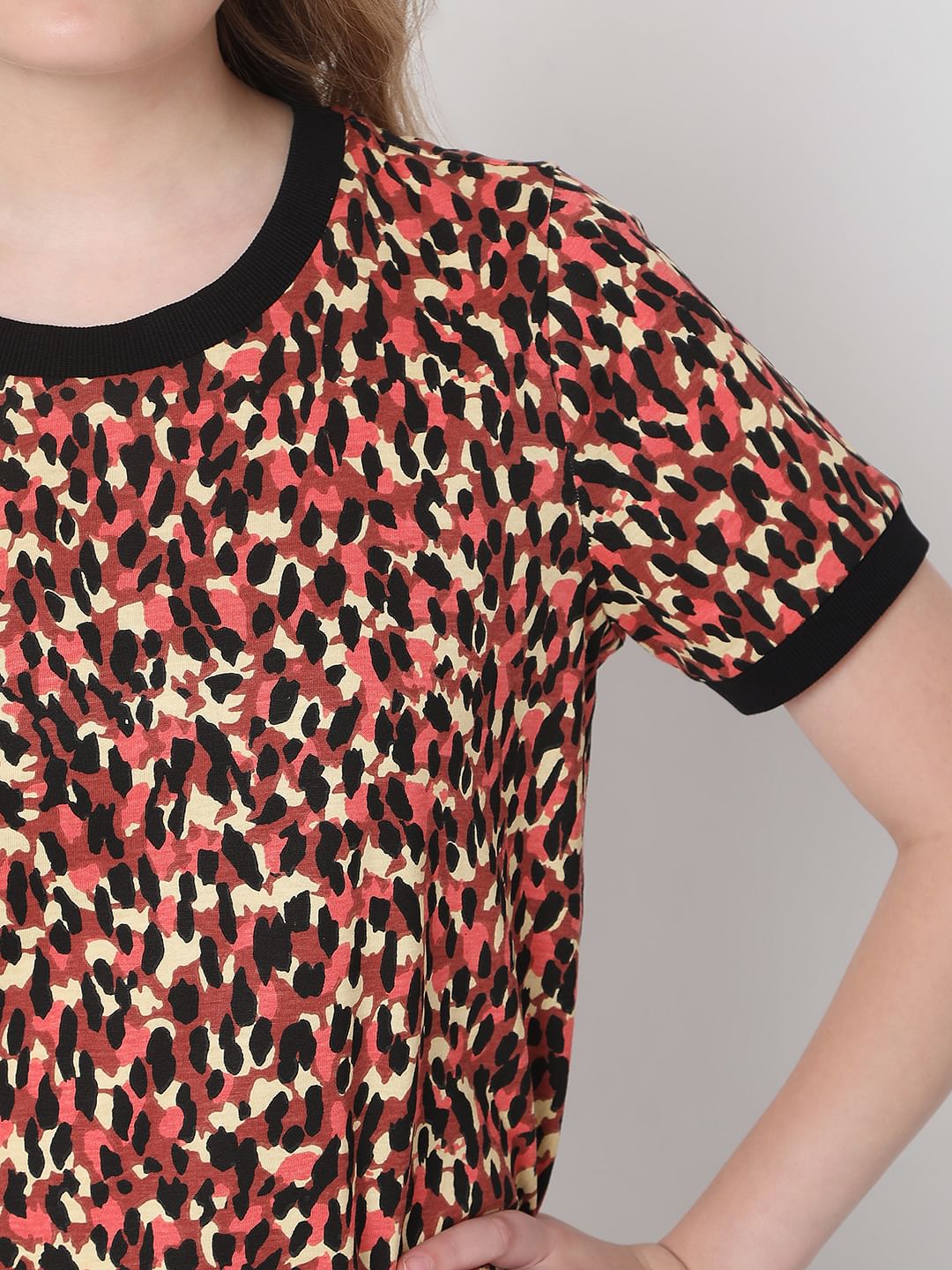 Red Abstract Print Top