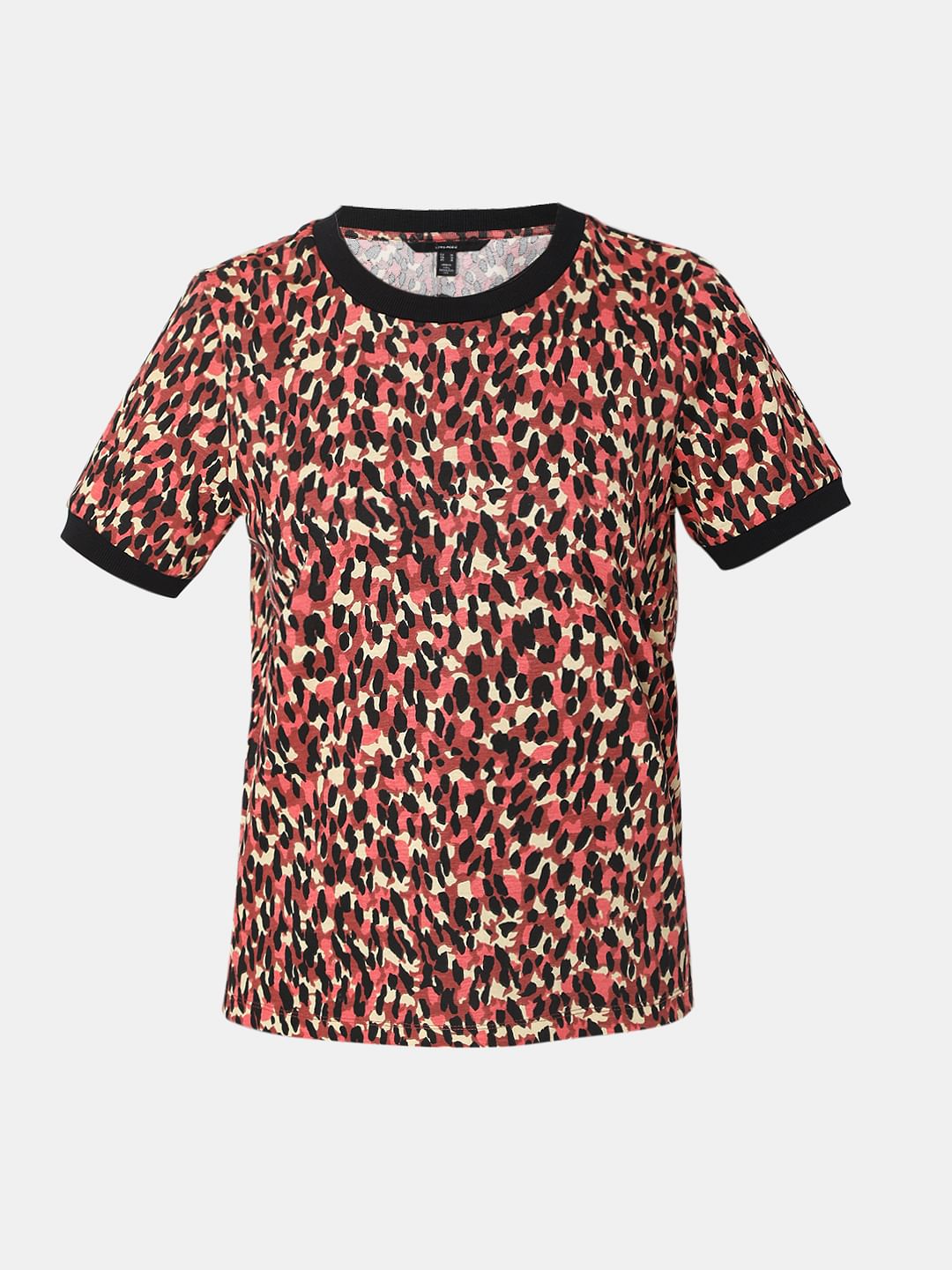 Red Abstract Print Top