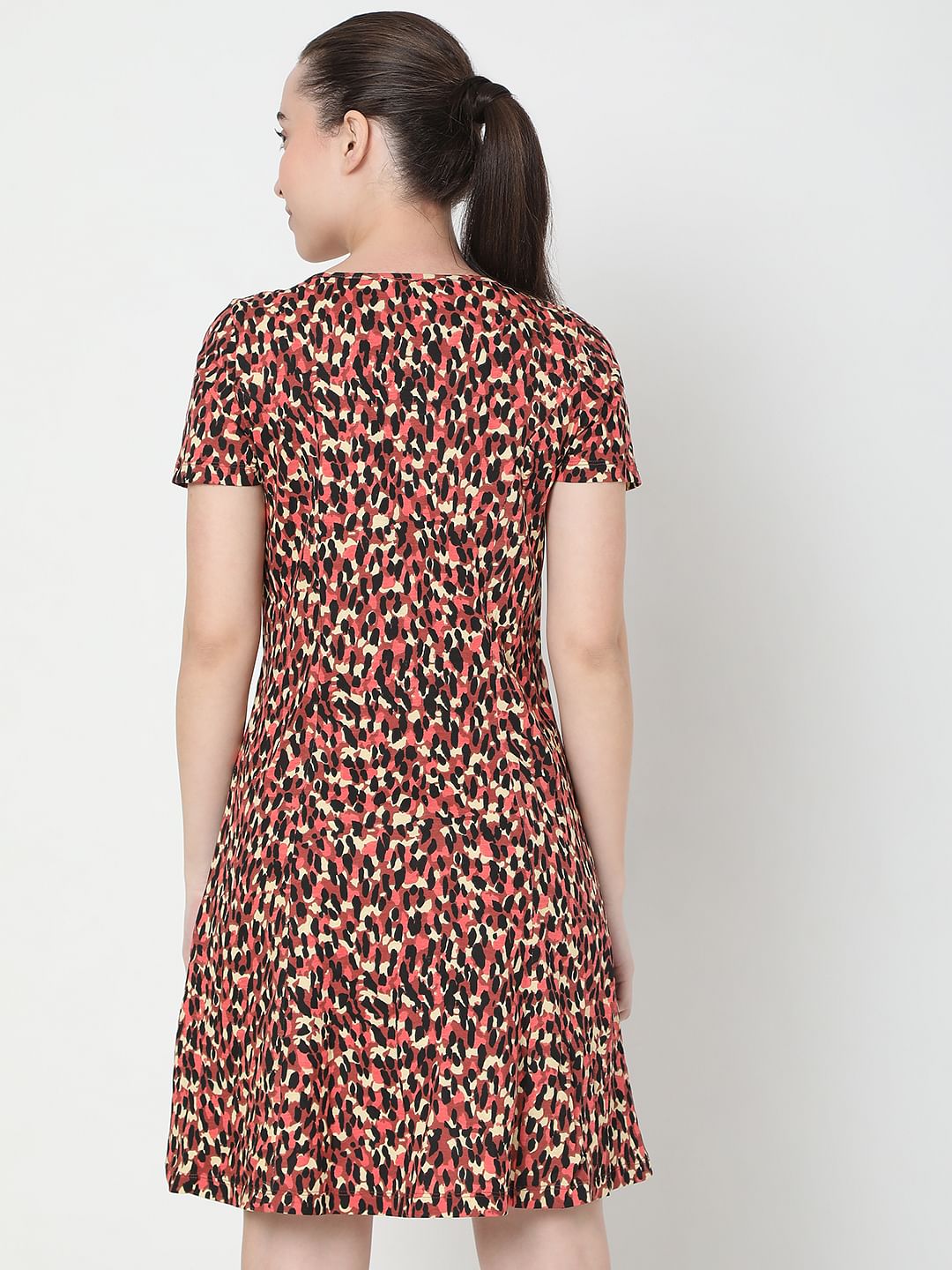 Red All Over Print Skater Dress
