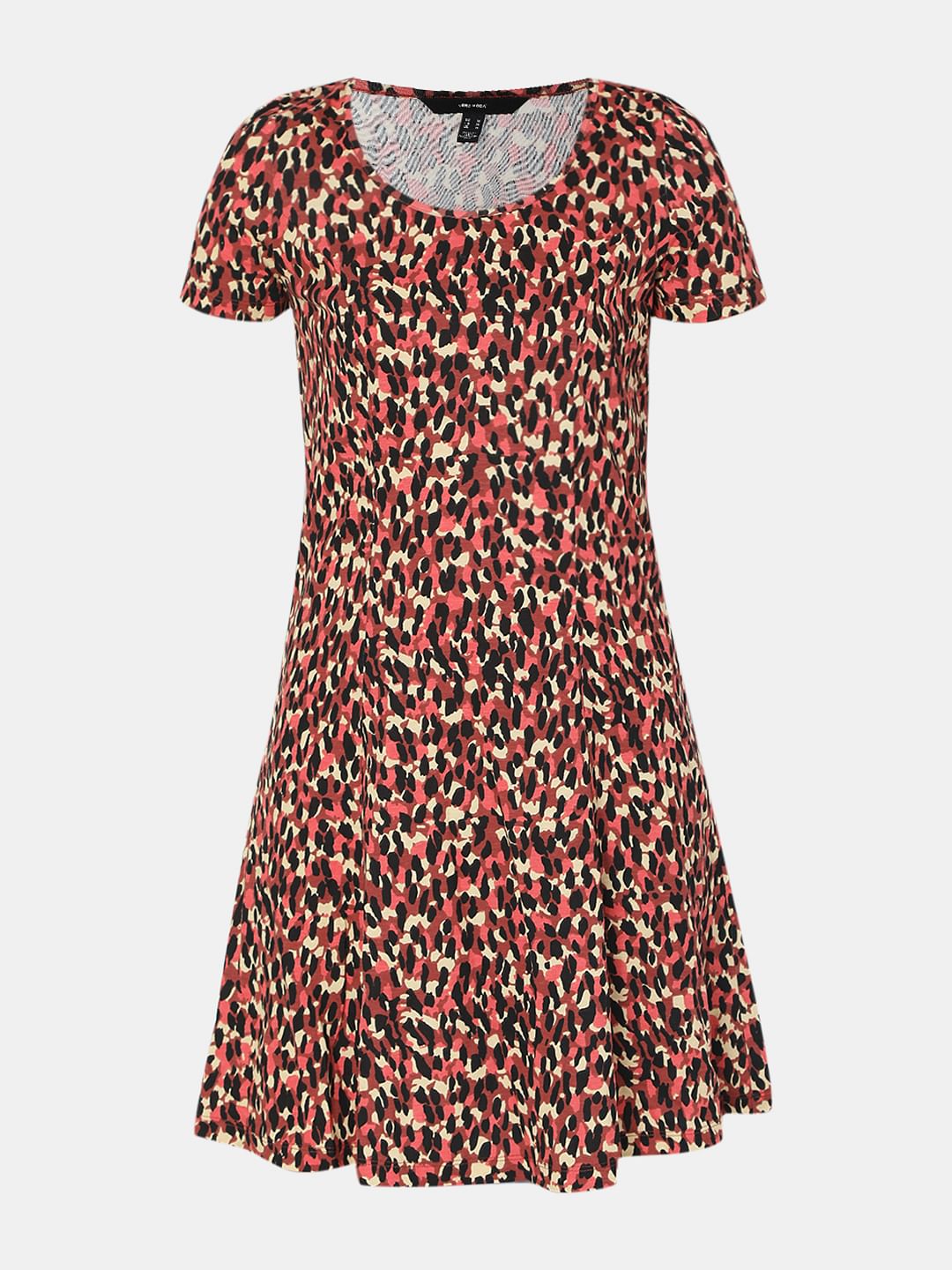 Red All Over Print Skater Dress