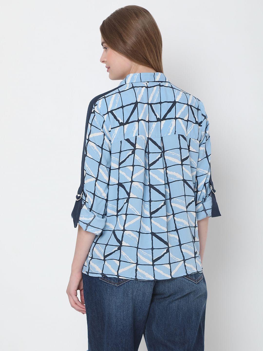 Blue Grid Print Shirt