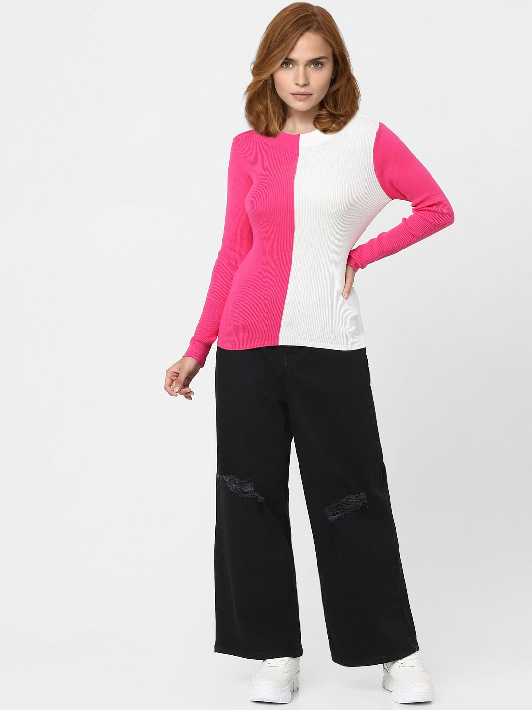 Fuchsia Colourblocked Sweater