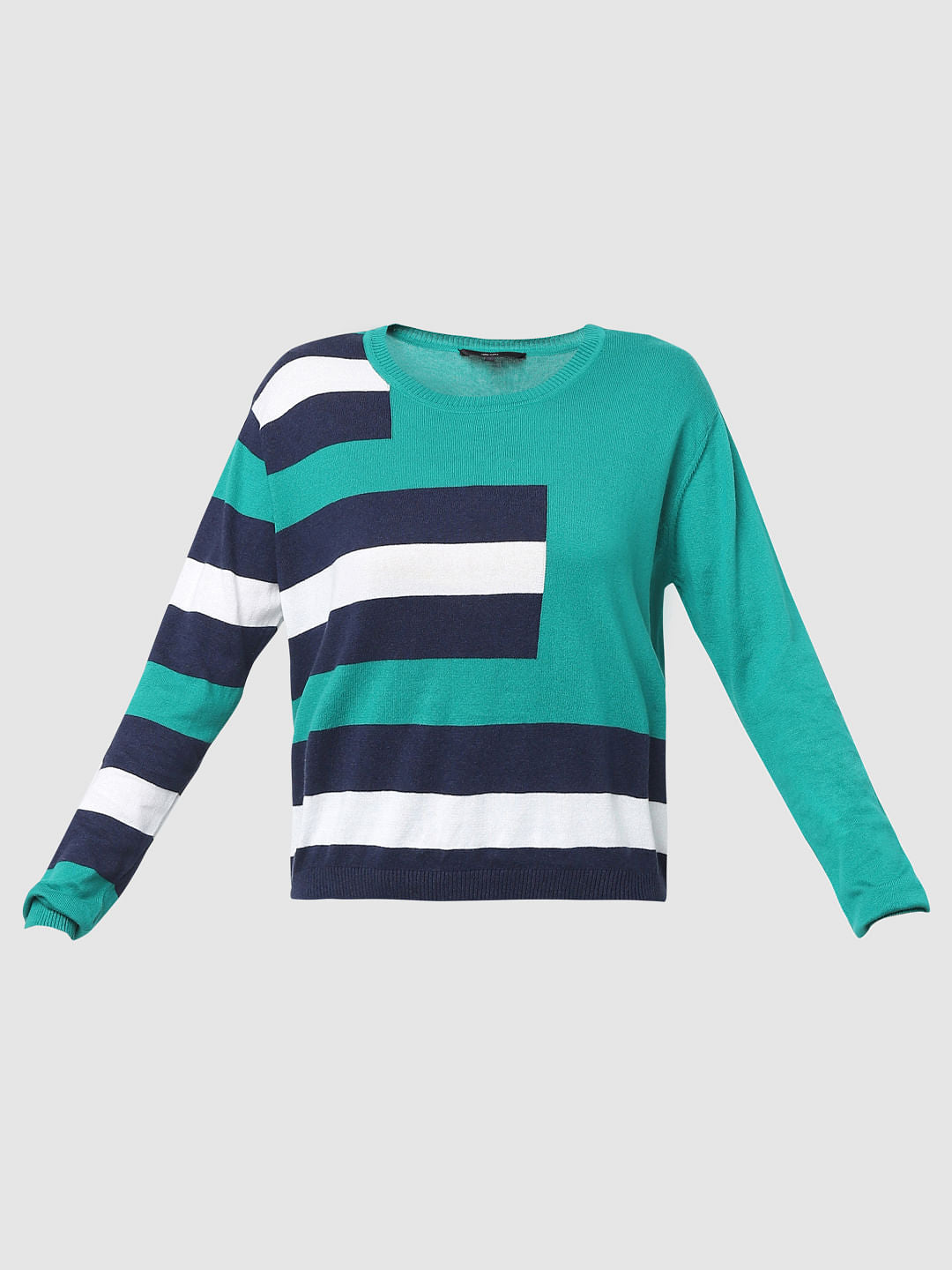 Green Colourblocked Sweater