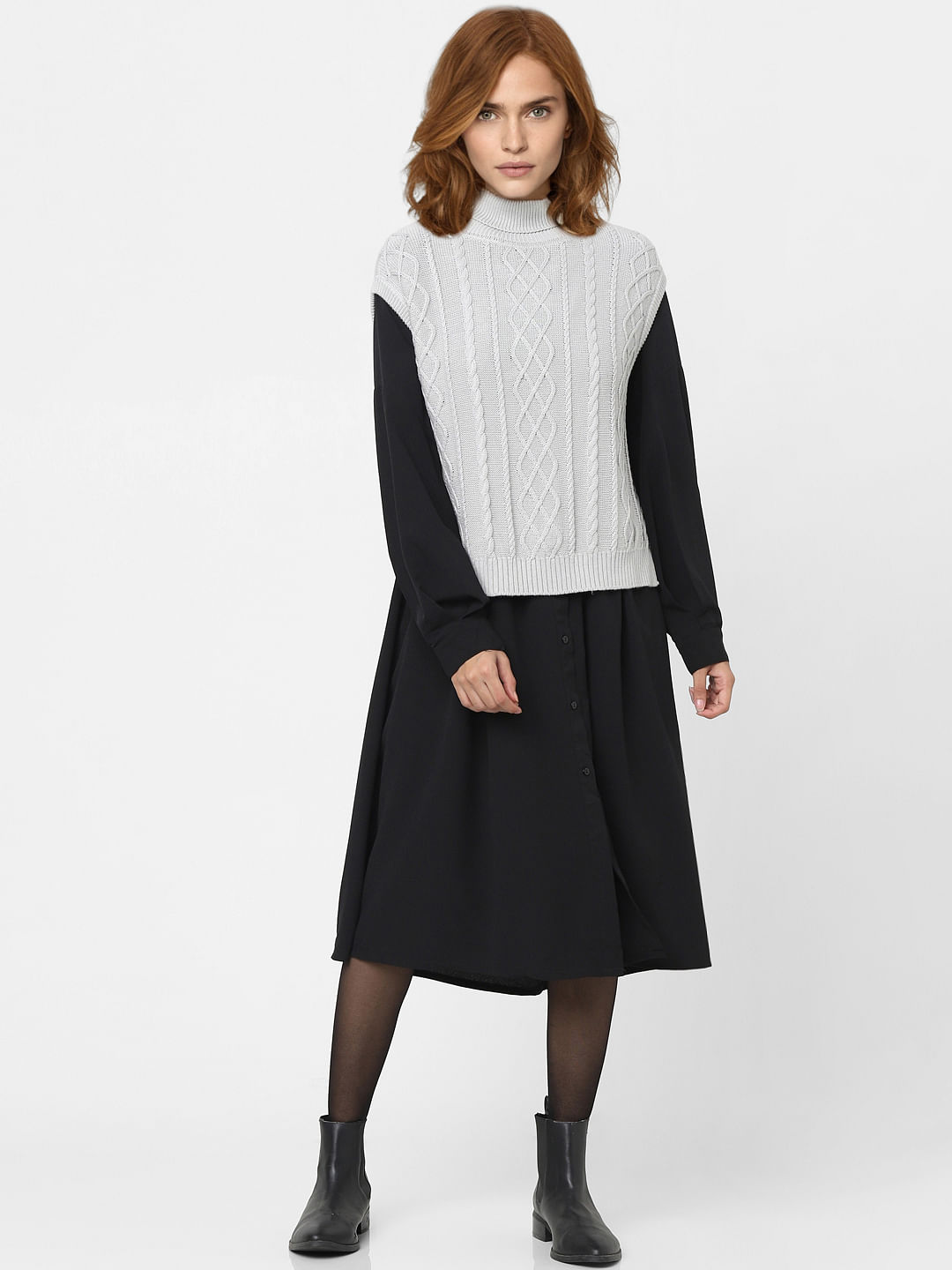 Grey Cable Knit Vest