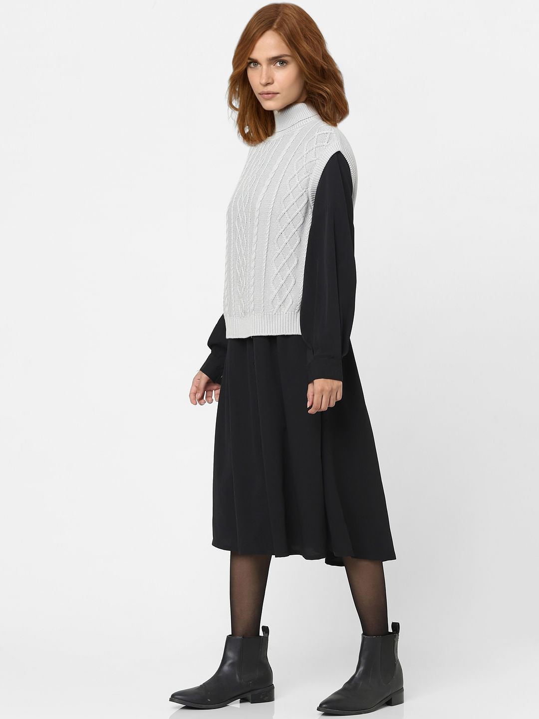 Grey Cable Knit Vest