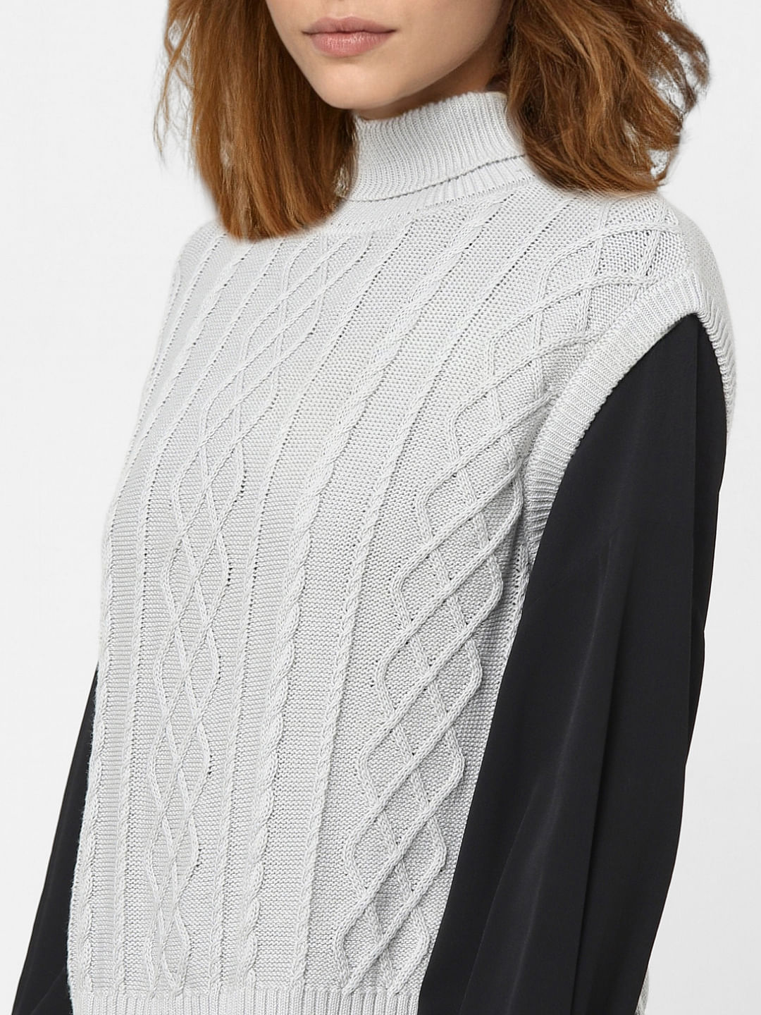 Grey Cable Knit Vest