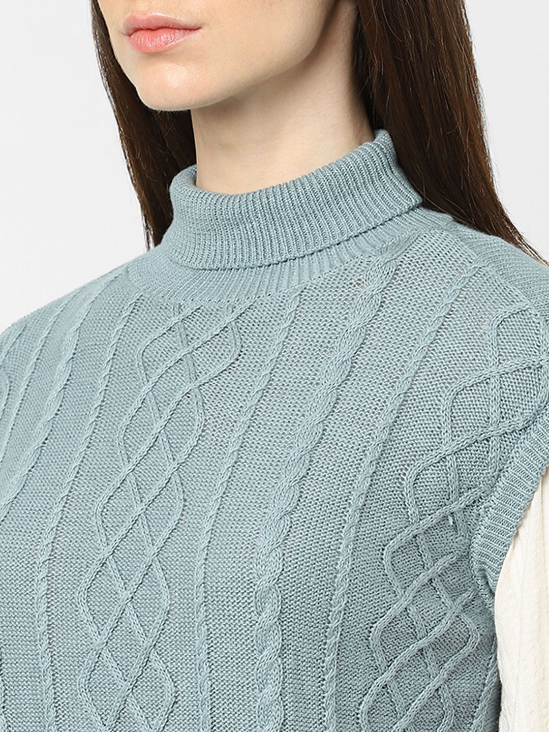 Blue Cable Knit Vest