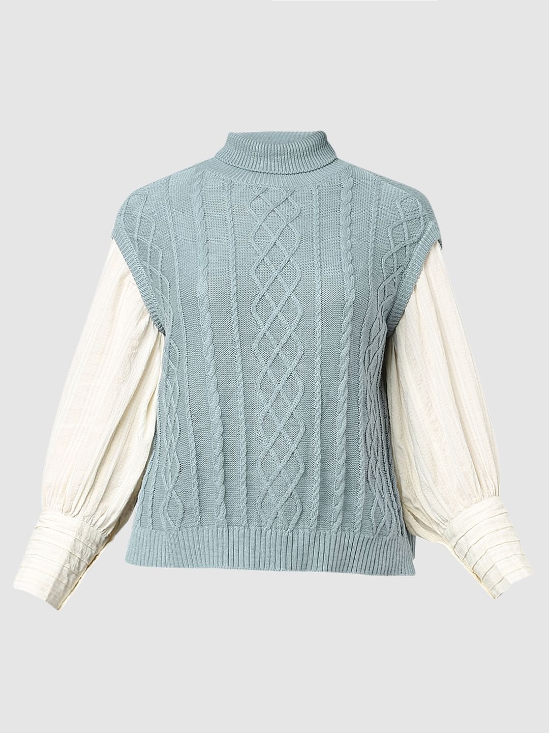 Blue Cable Knit Vest