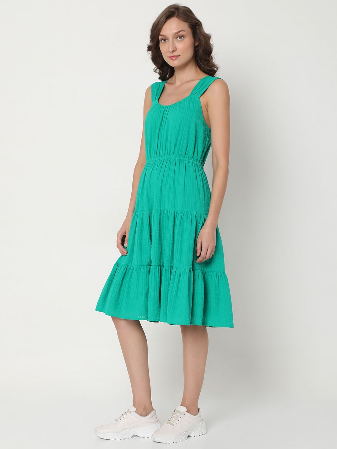 Green Tiered Midi Dress
