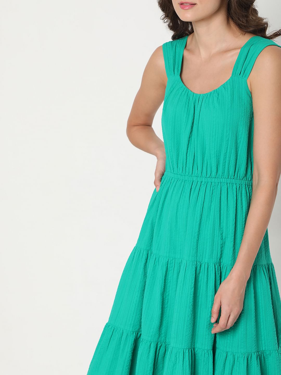 Green Tiered Midi Dress