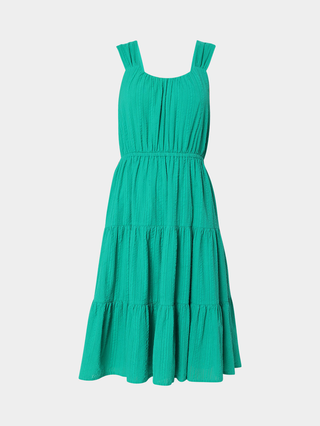 Green Tiered Midi Dress
