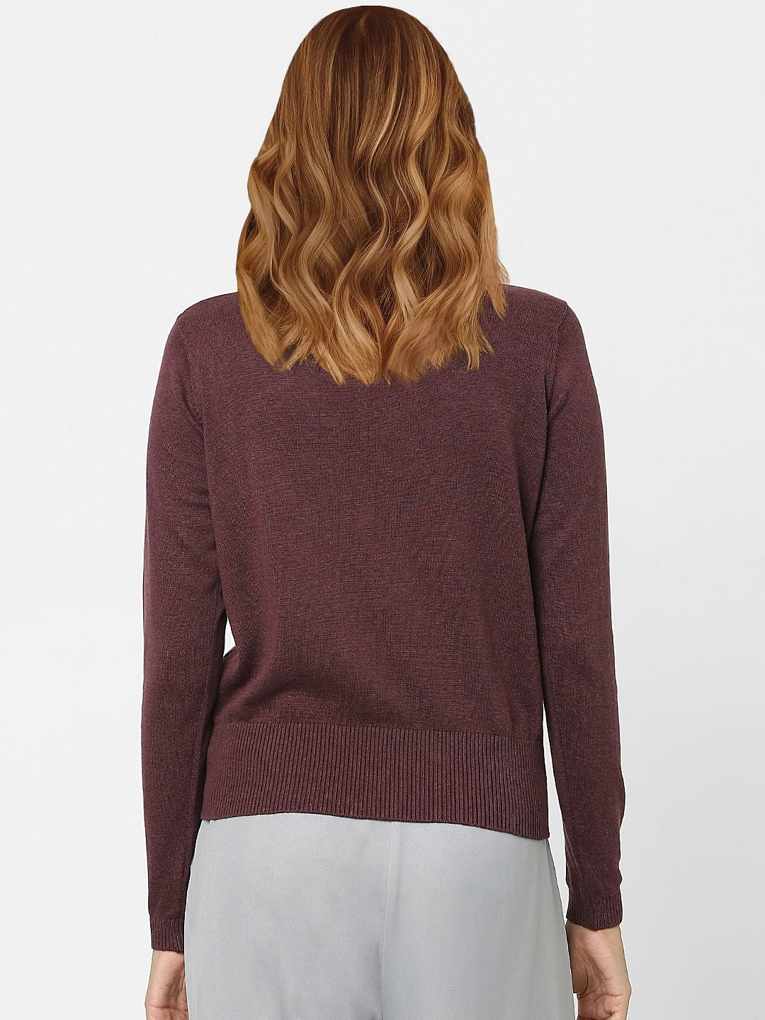 Burgundy Peephole Detail Sweater