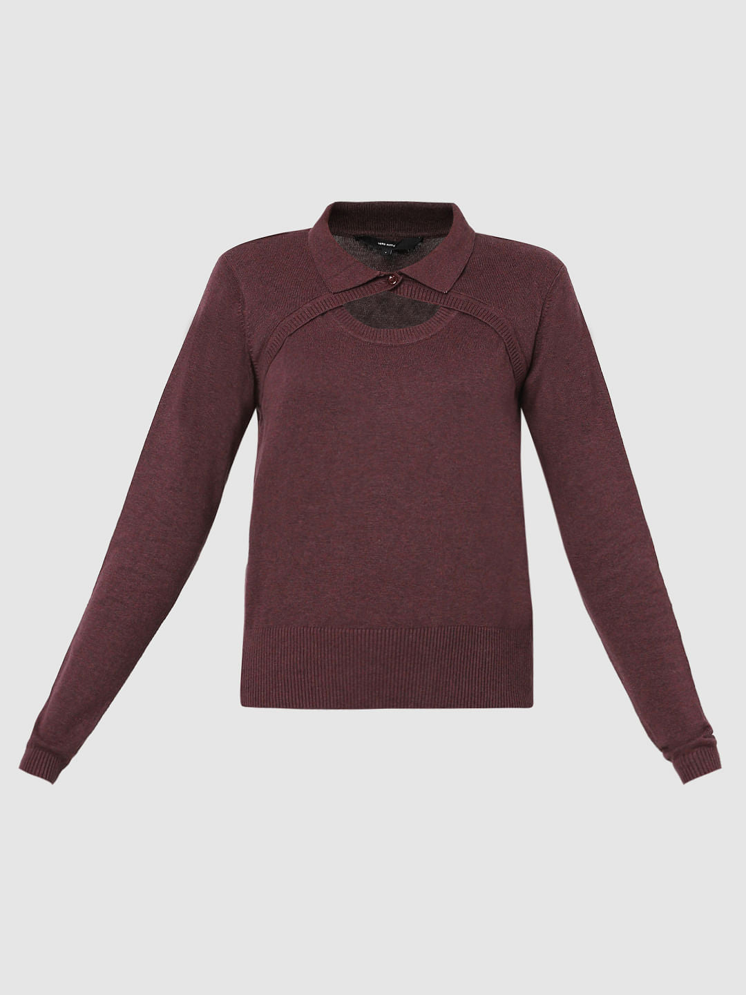 Burgundy Peephole Detail Sweater