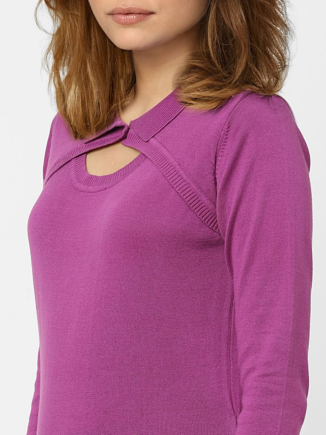 Purple Peephole Detail Sweater