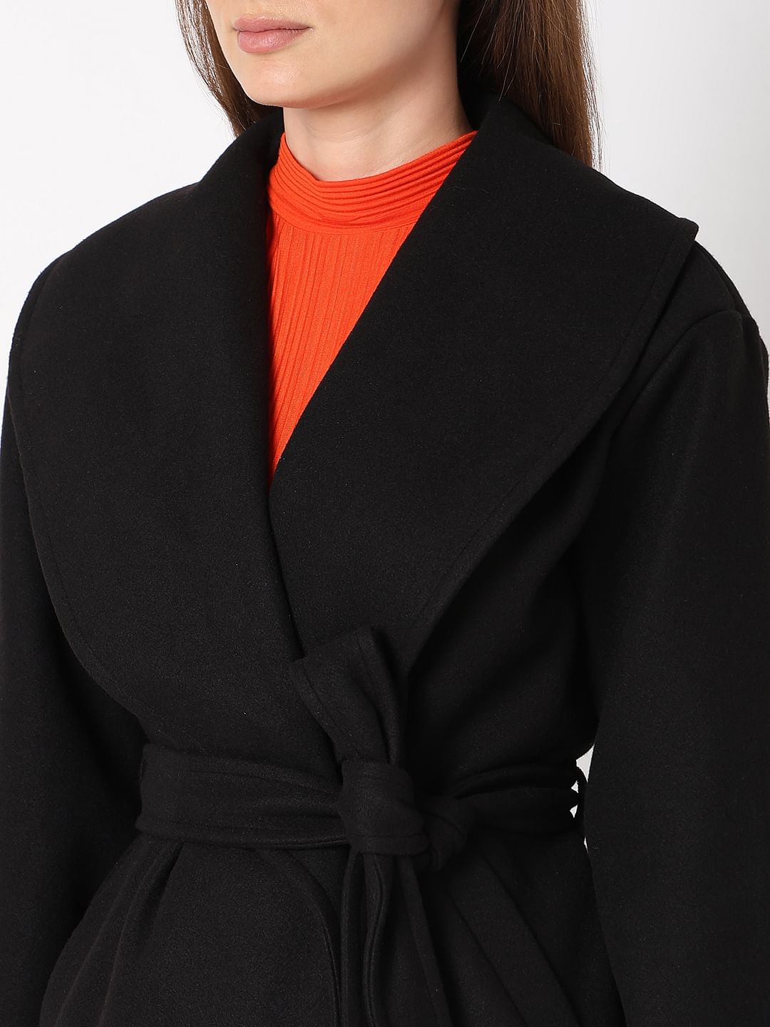 Black Shawl Collar Short Jacket - Main Image