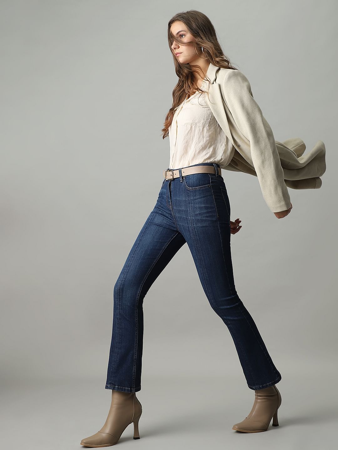 Blue High Rise Washed Petra Bootcut Jeans