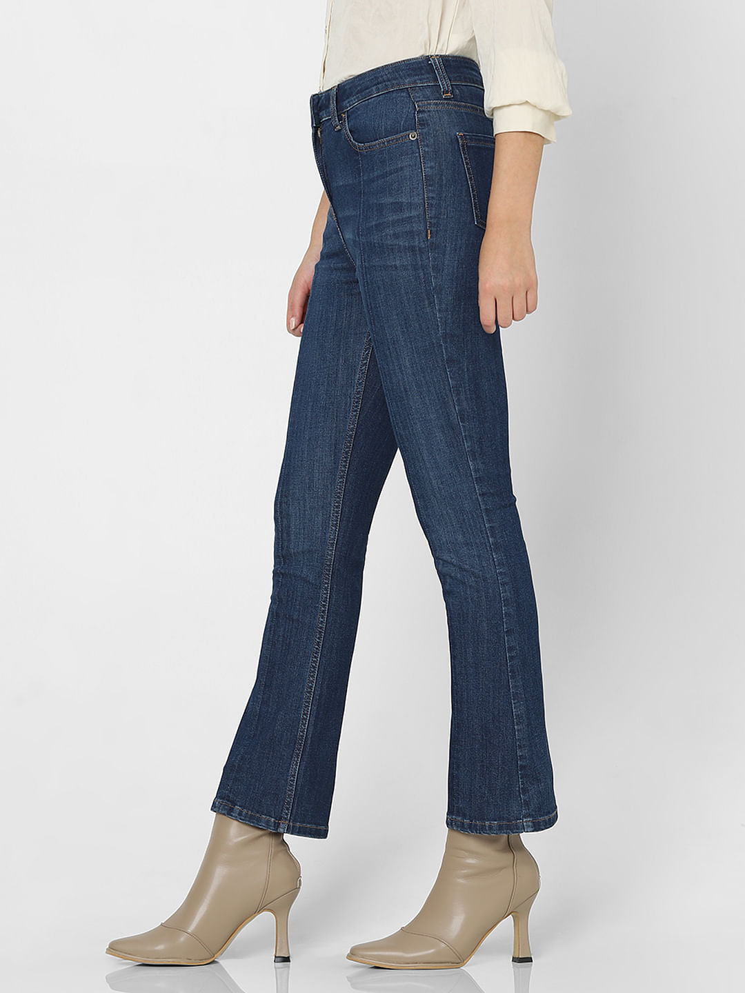 Blue High Rise Washed Petra Bootcut Jeans