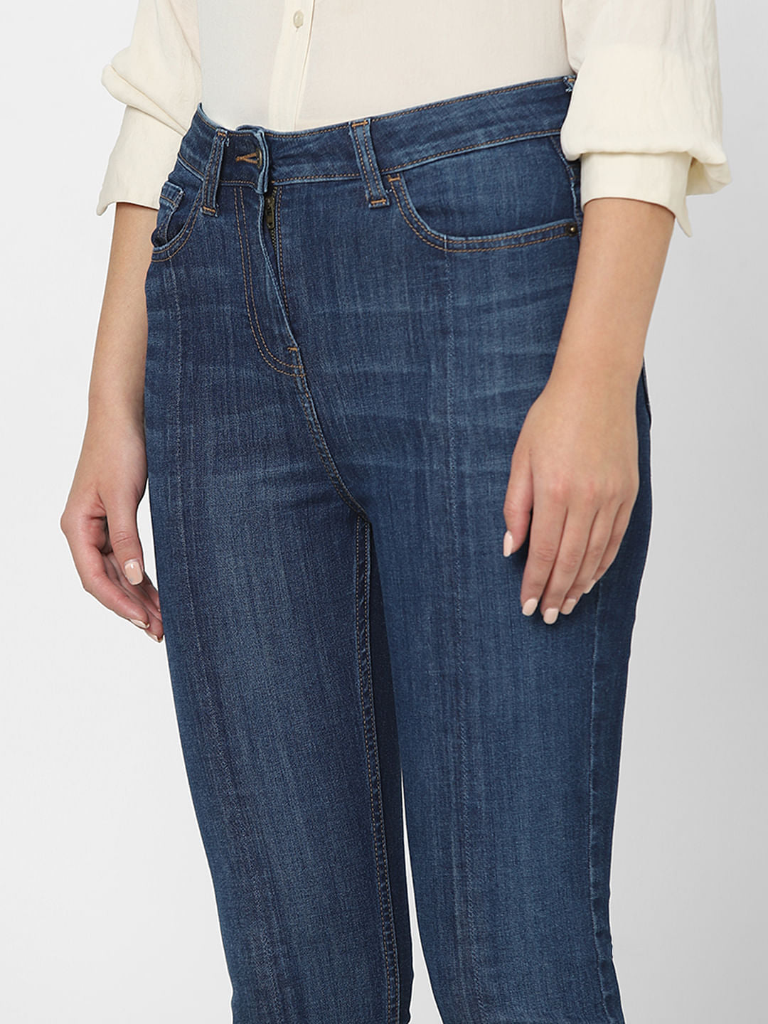 Blue High Rise Washed Petra Bootcut Jeans