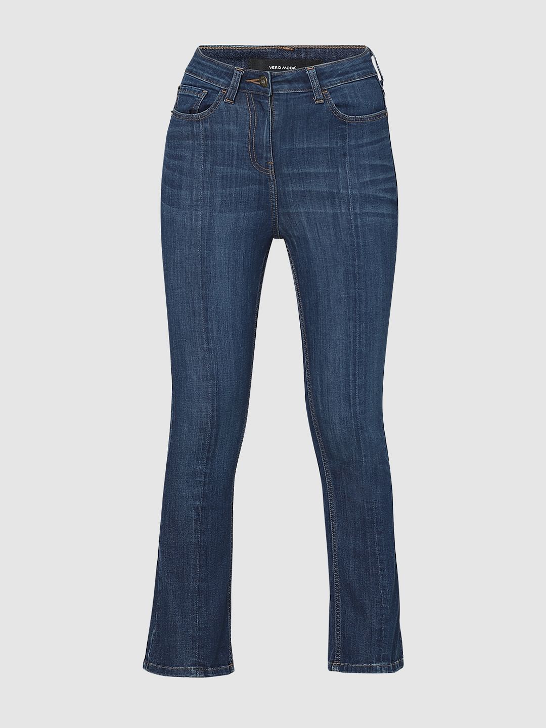 Blue High Rise Washed Petra Bootcut Jeans