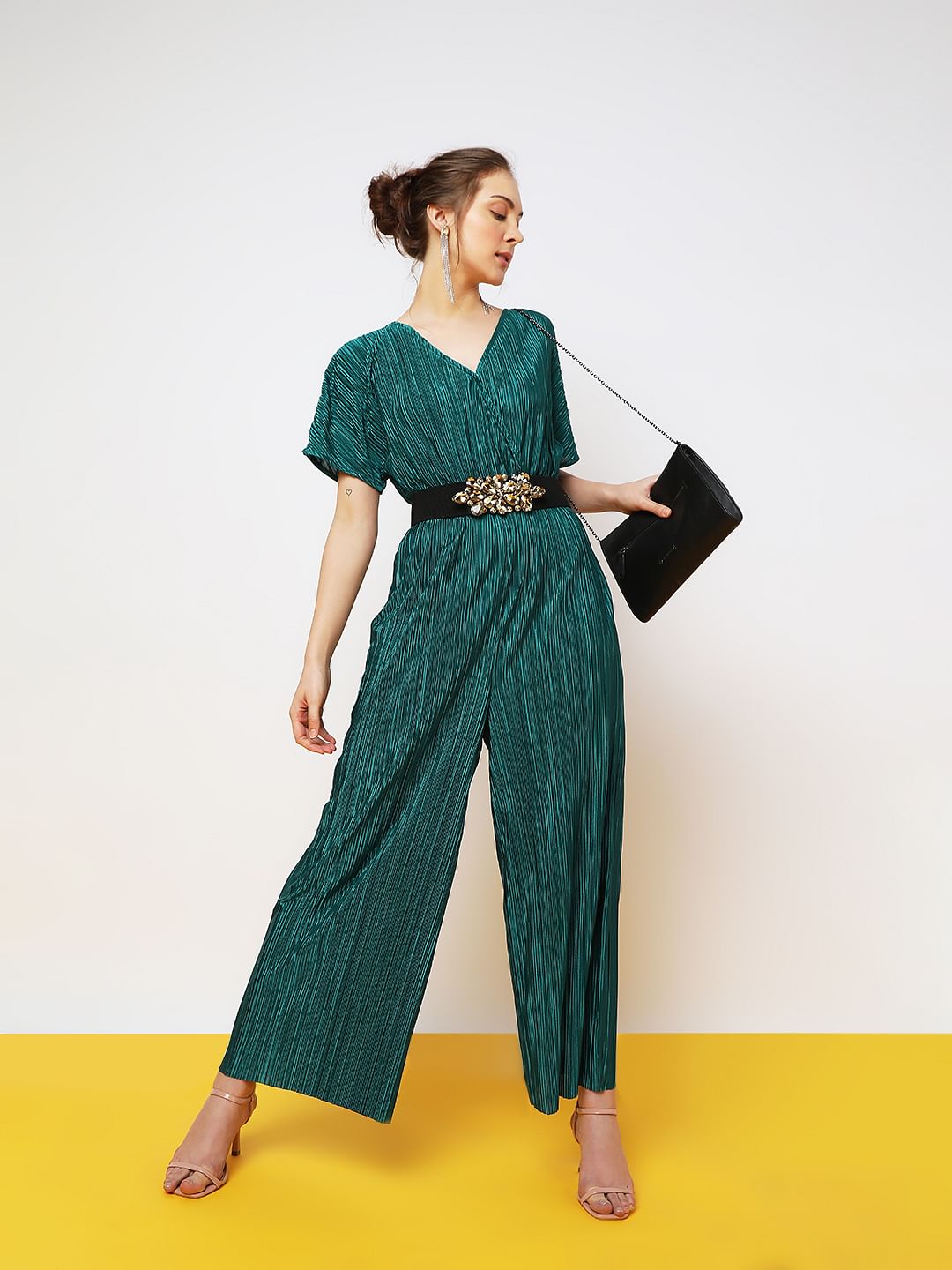 Green Plisse Jumpsuit