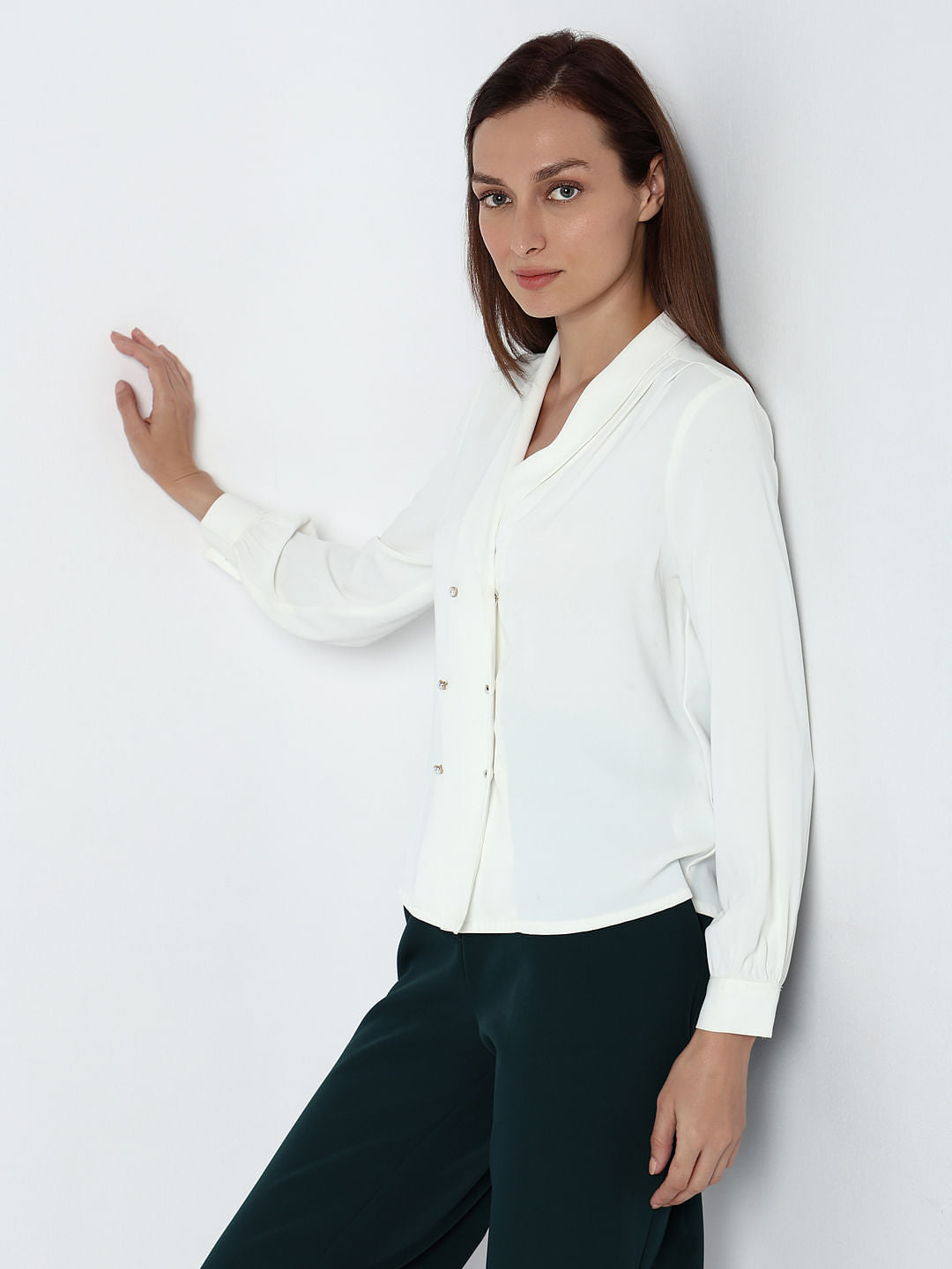 White Double Breasted Top