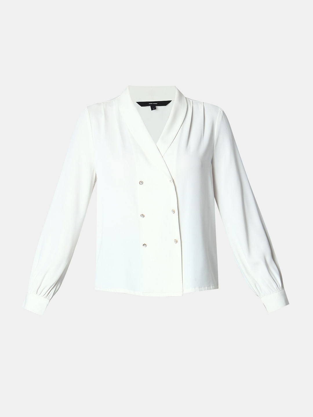 White Double Breasted Top