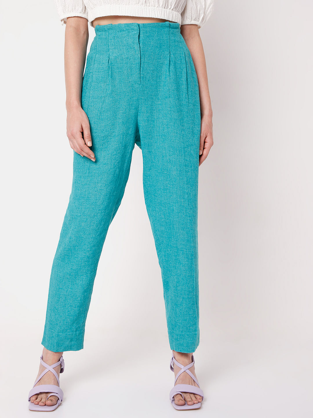 Blue High Rise Co-Ord Set Pants