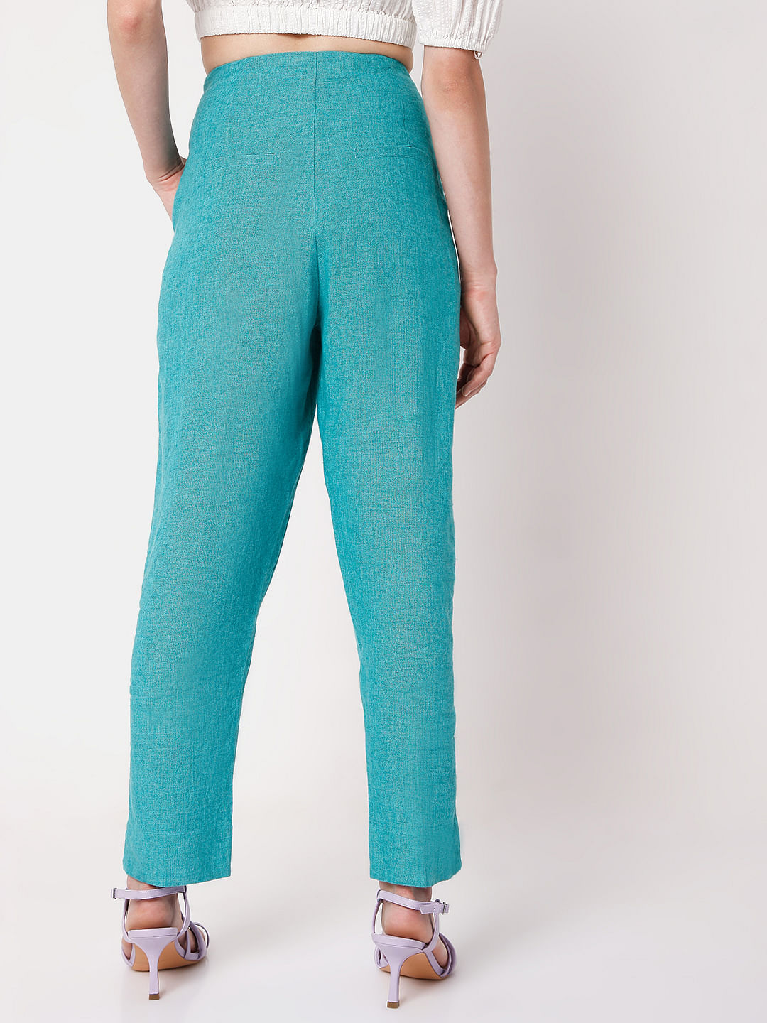 Blue High Rise Co-Ord Set Pants