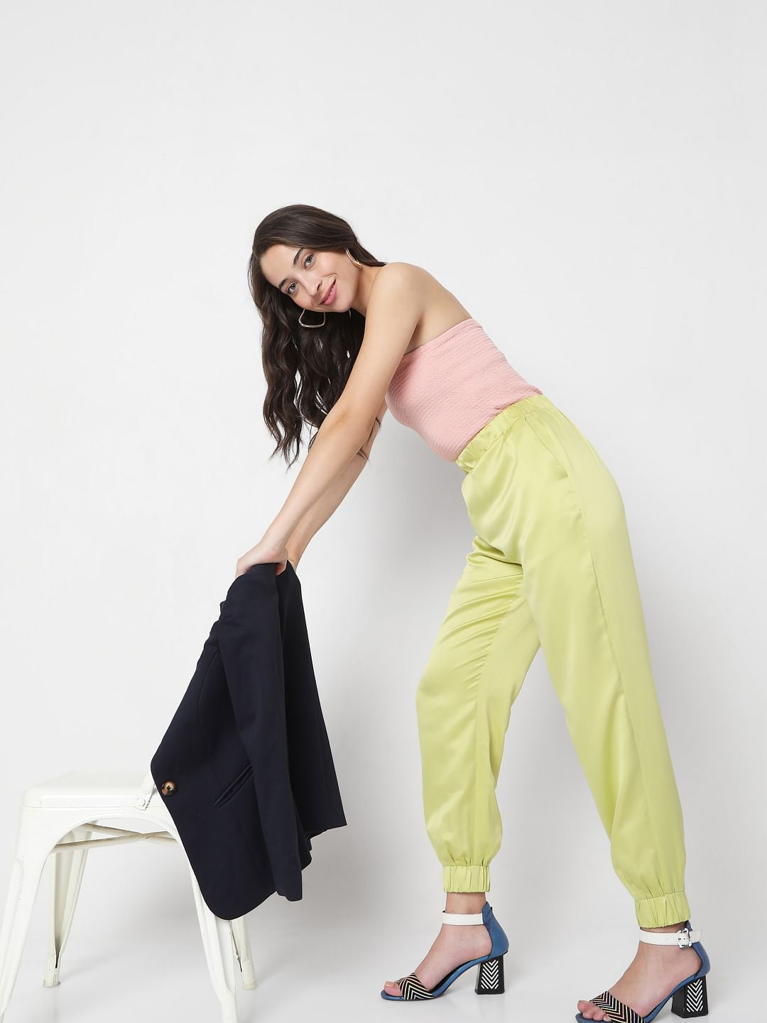 Green High Rise Co-Ord Set Pants