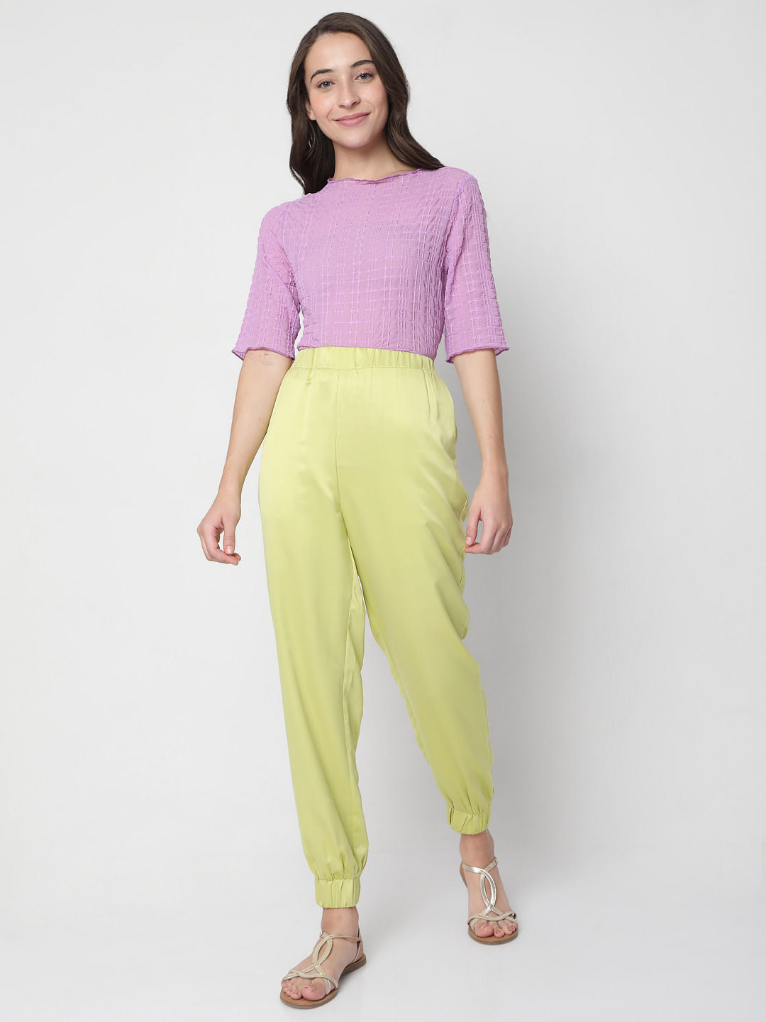 Green High Rise Co-Ord Set Pants