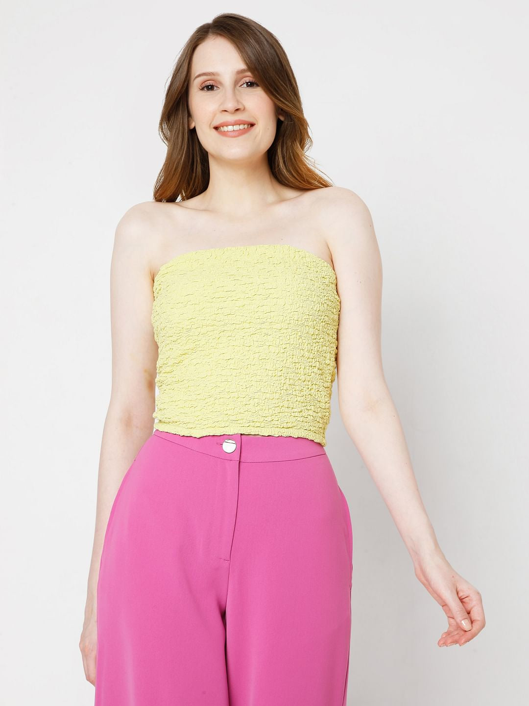 Yellow Smocked Tube Top