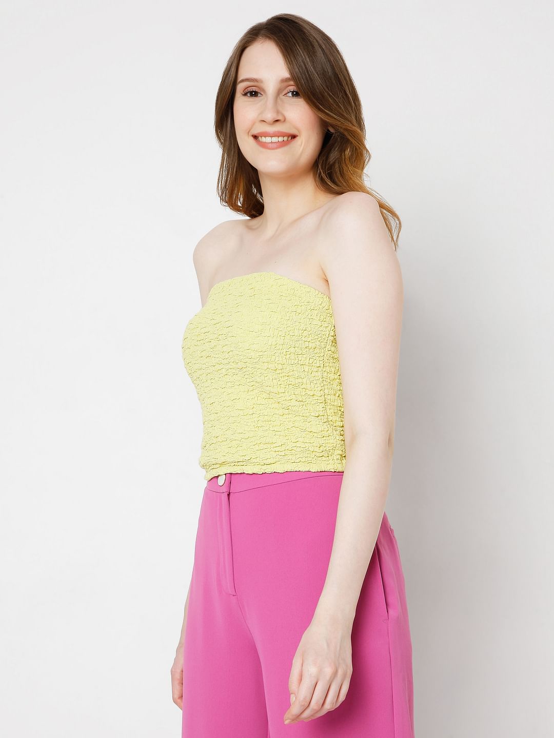 Yellow Smocked Tube Top
