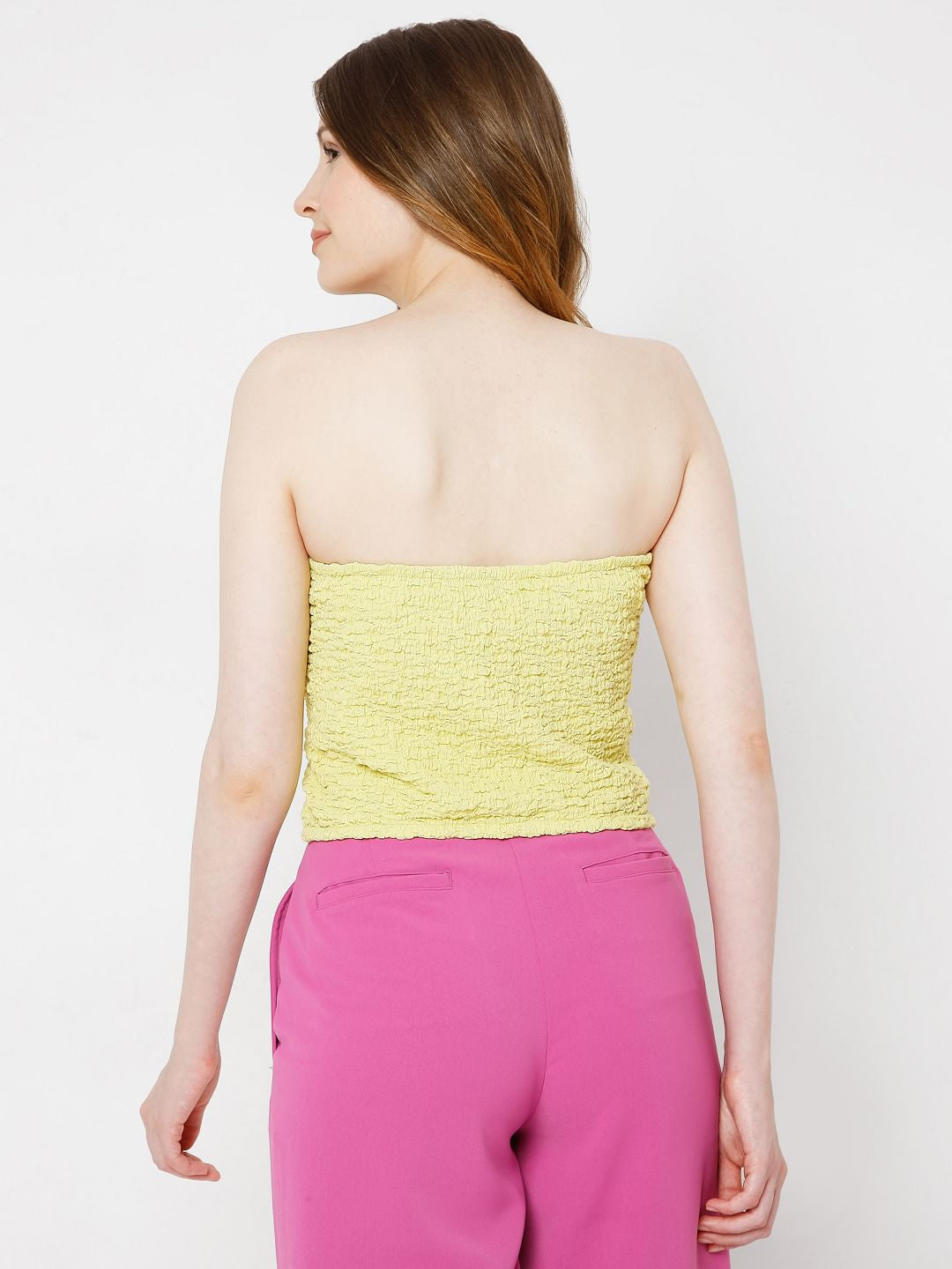 Yellow Smocked Tube Top