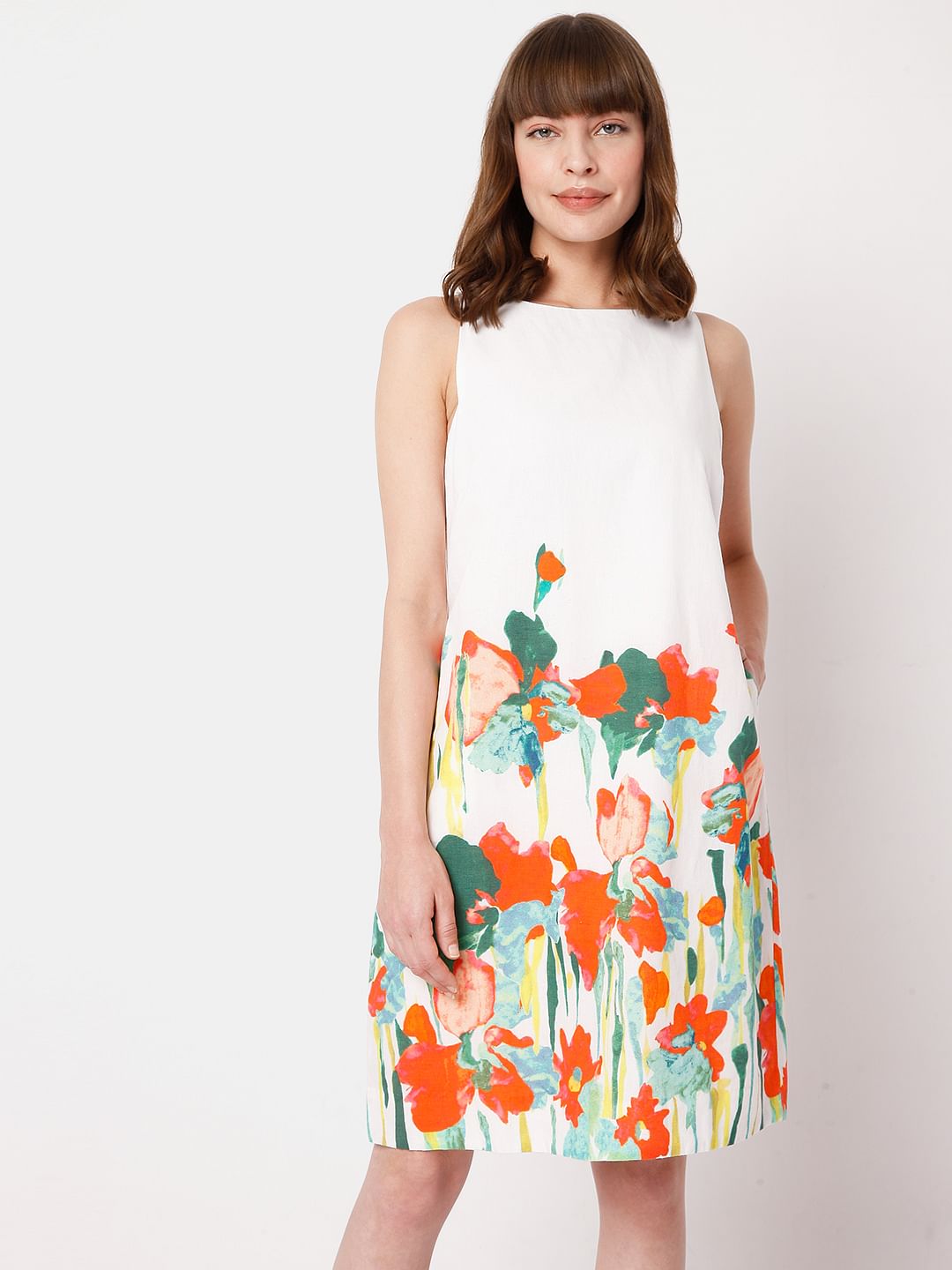 White Floral Shift Dress