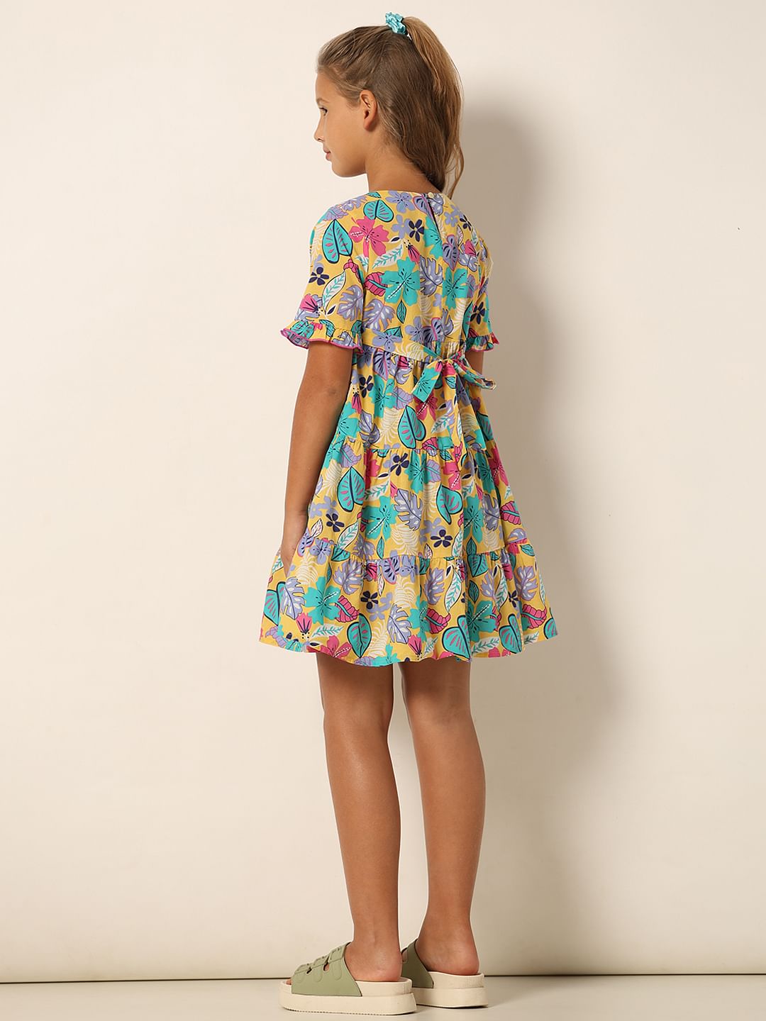 Yellow Printed Fit & Flare Dress