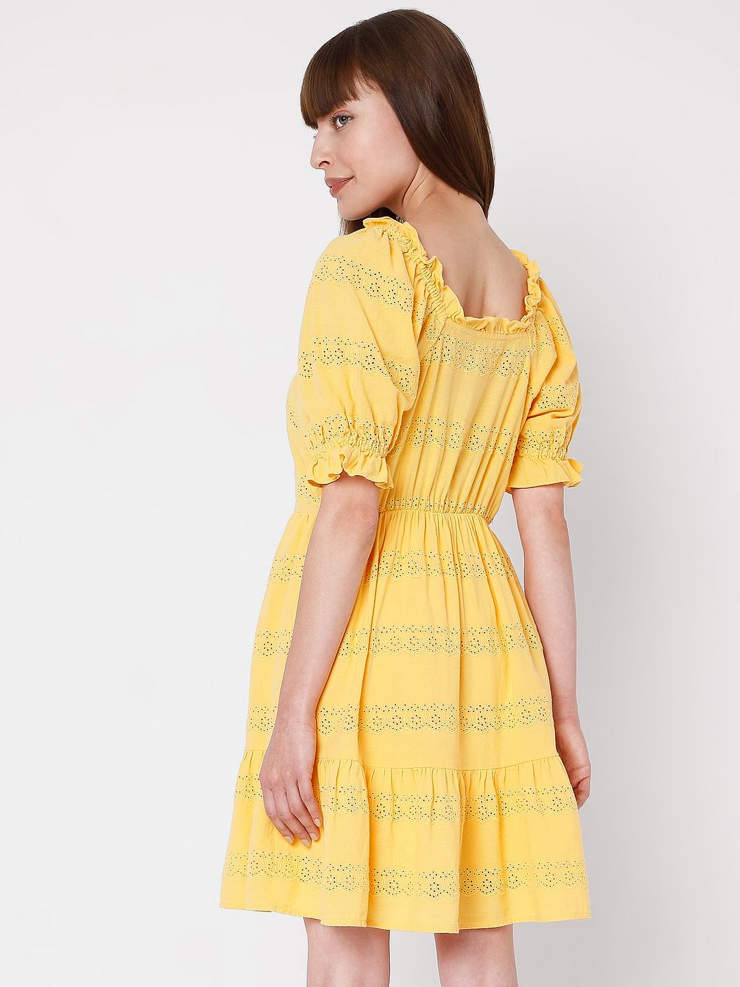 Yellow Schiffli Dress