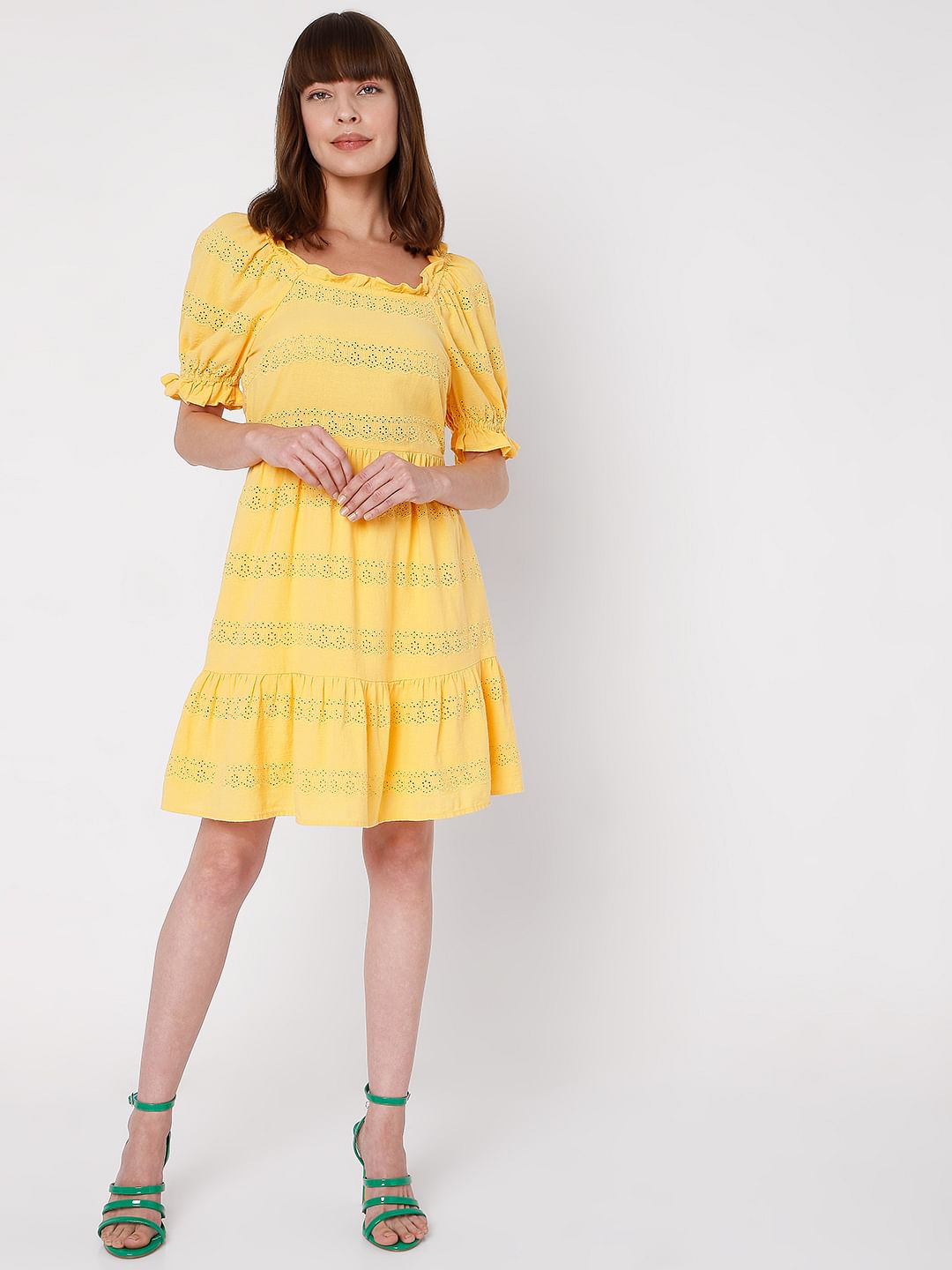 Yellow Schiffli Dress