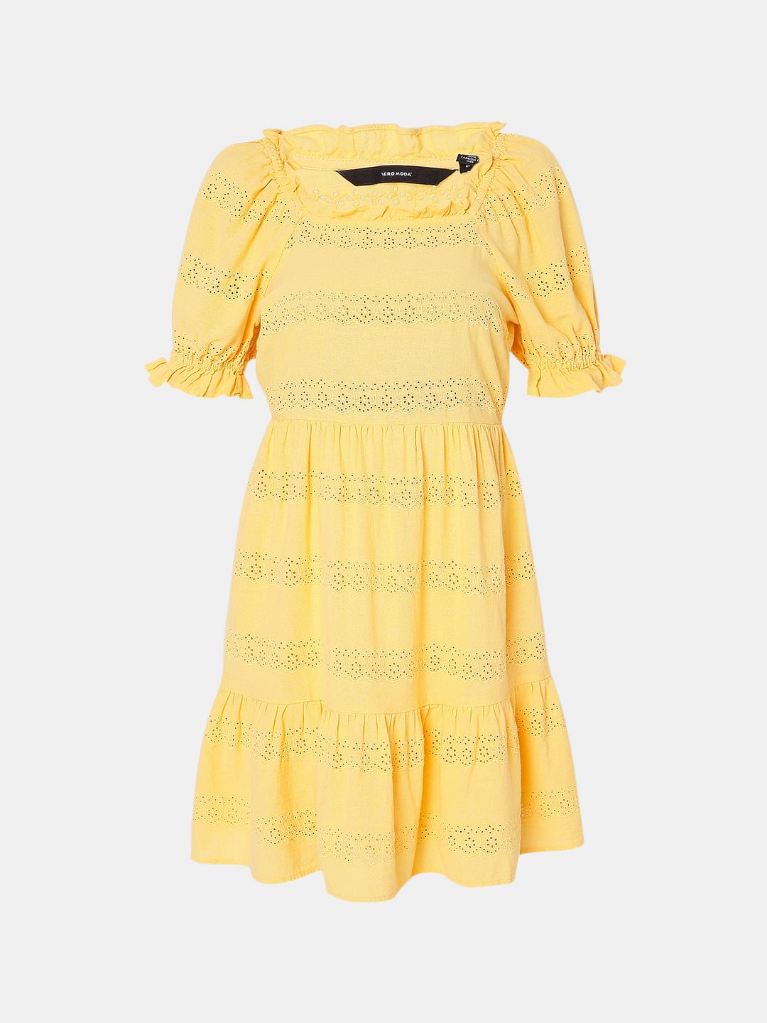 Yellow Schiffli Dress