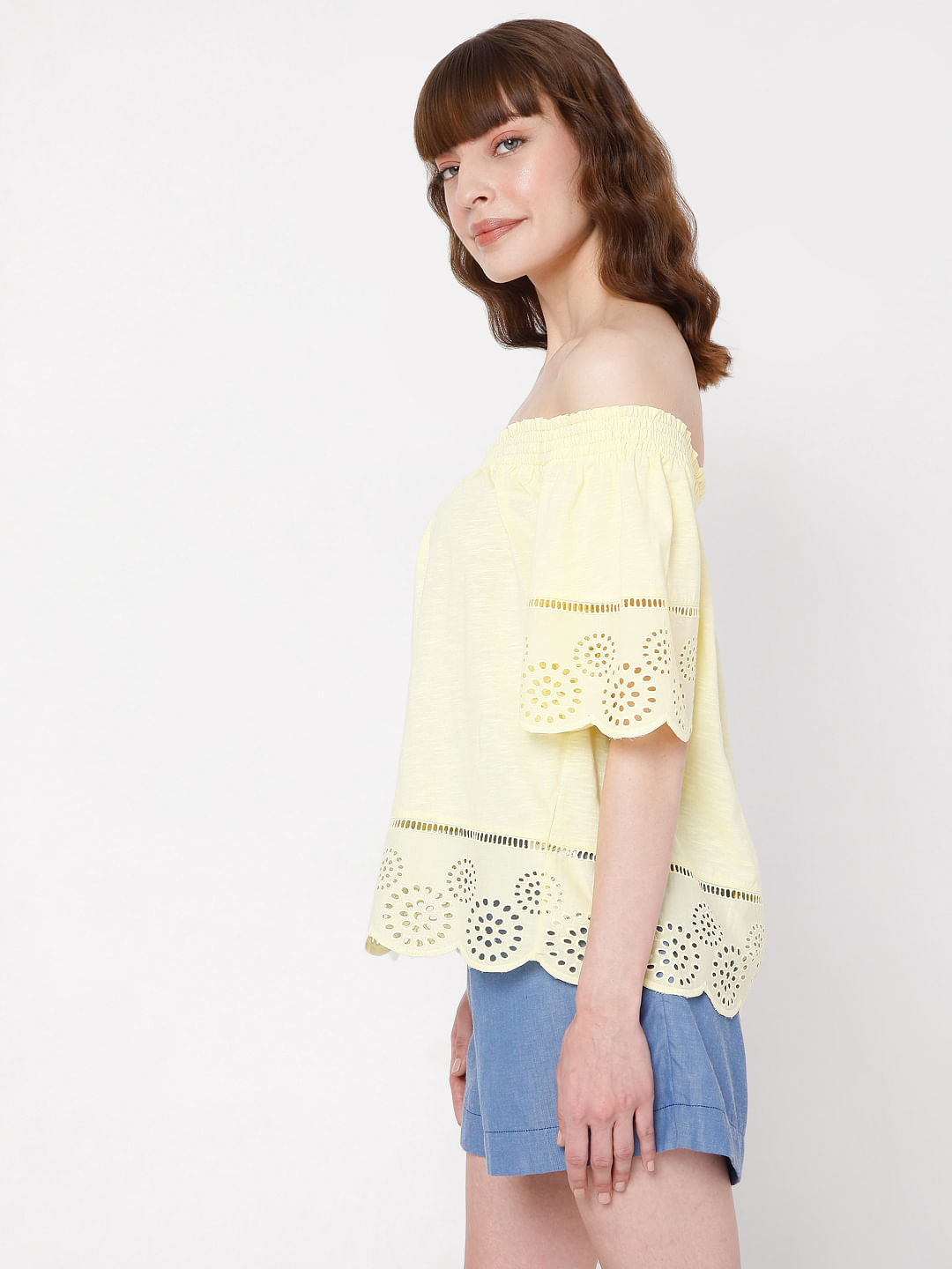 Yellow Schiffli Top