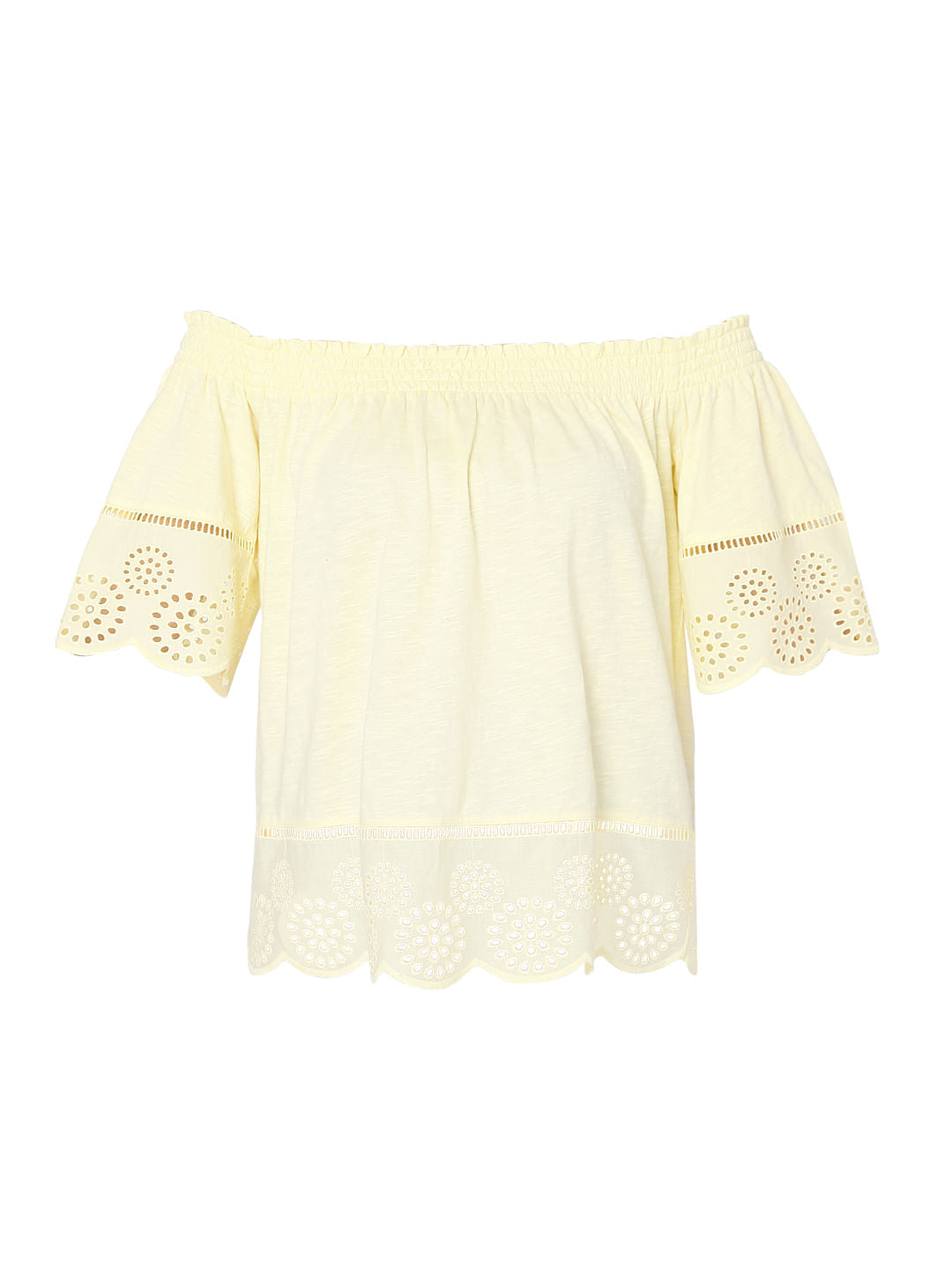 Yellow Schiffli Top