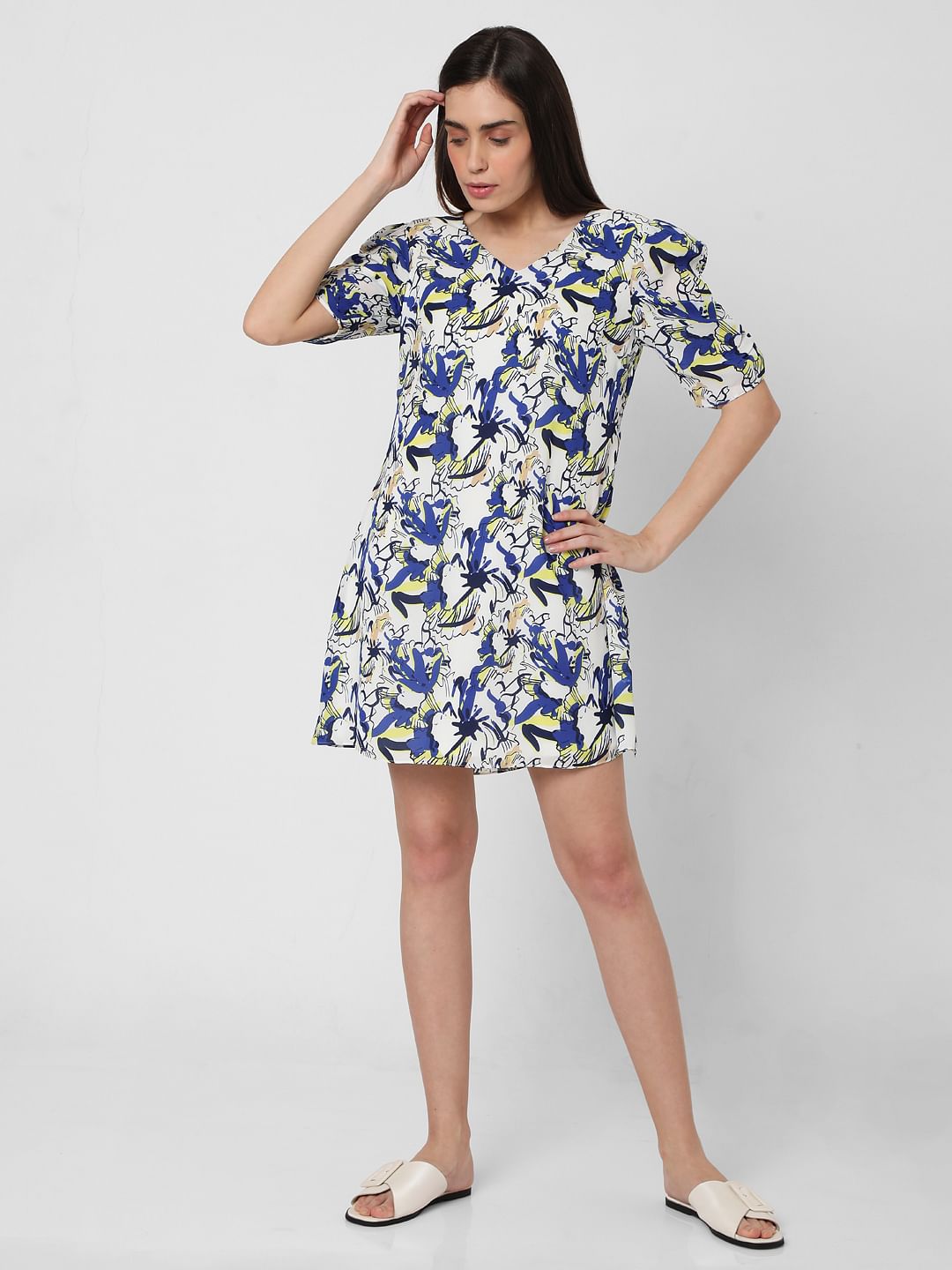 White Floral Shift Dress