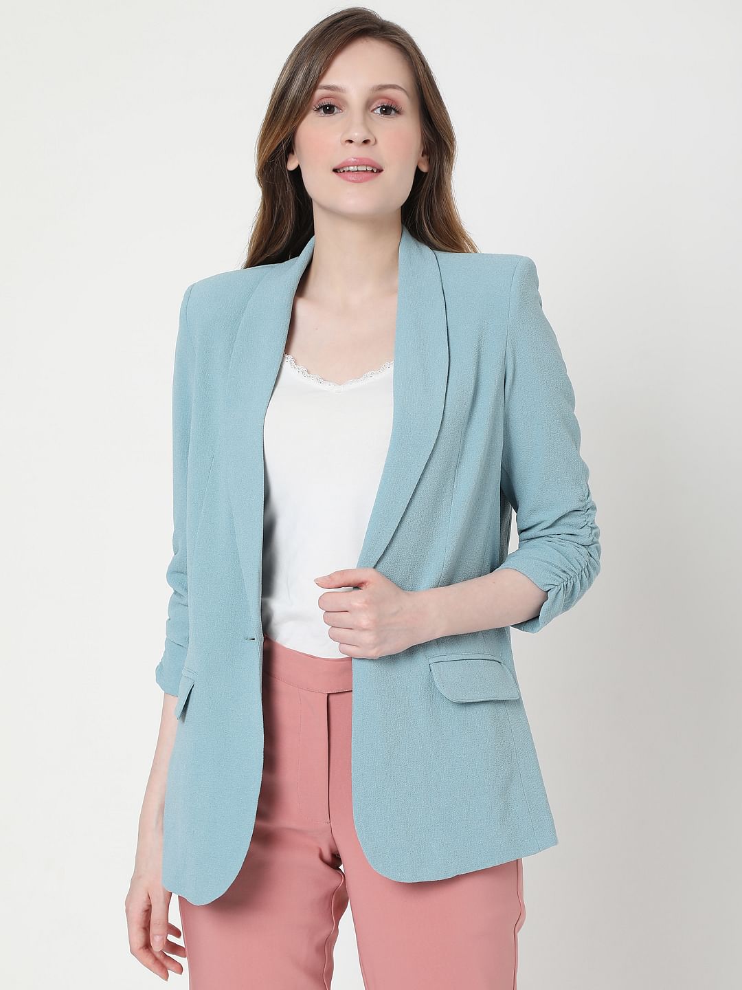 Blue Shawl Collar Co-Ord Set Blazer