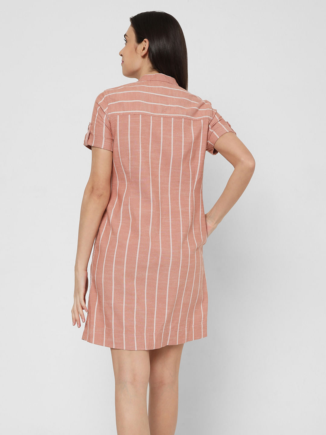 Pink Striped Shirt Dress