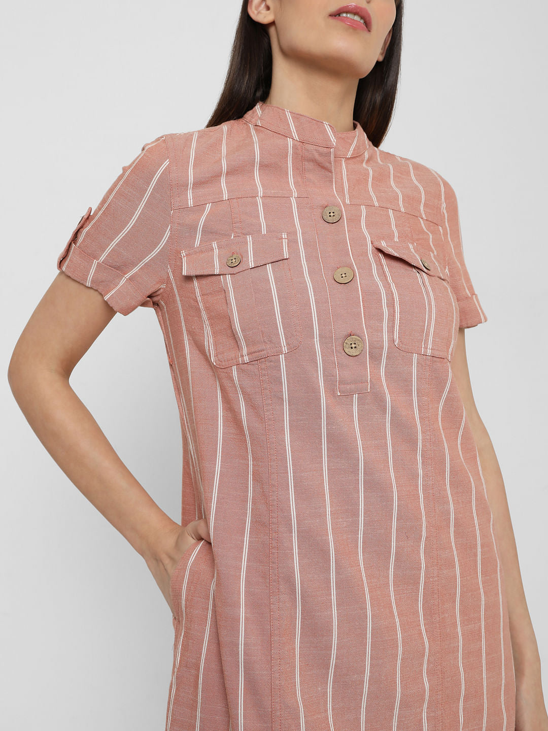 Pink Striped Shirt Dress
