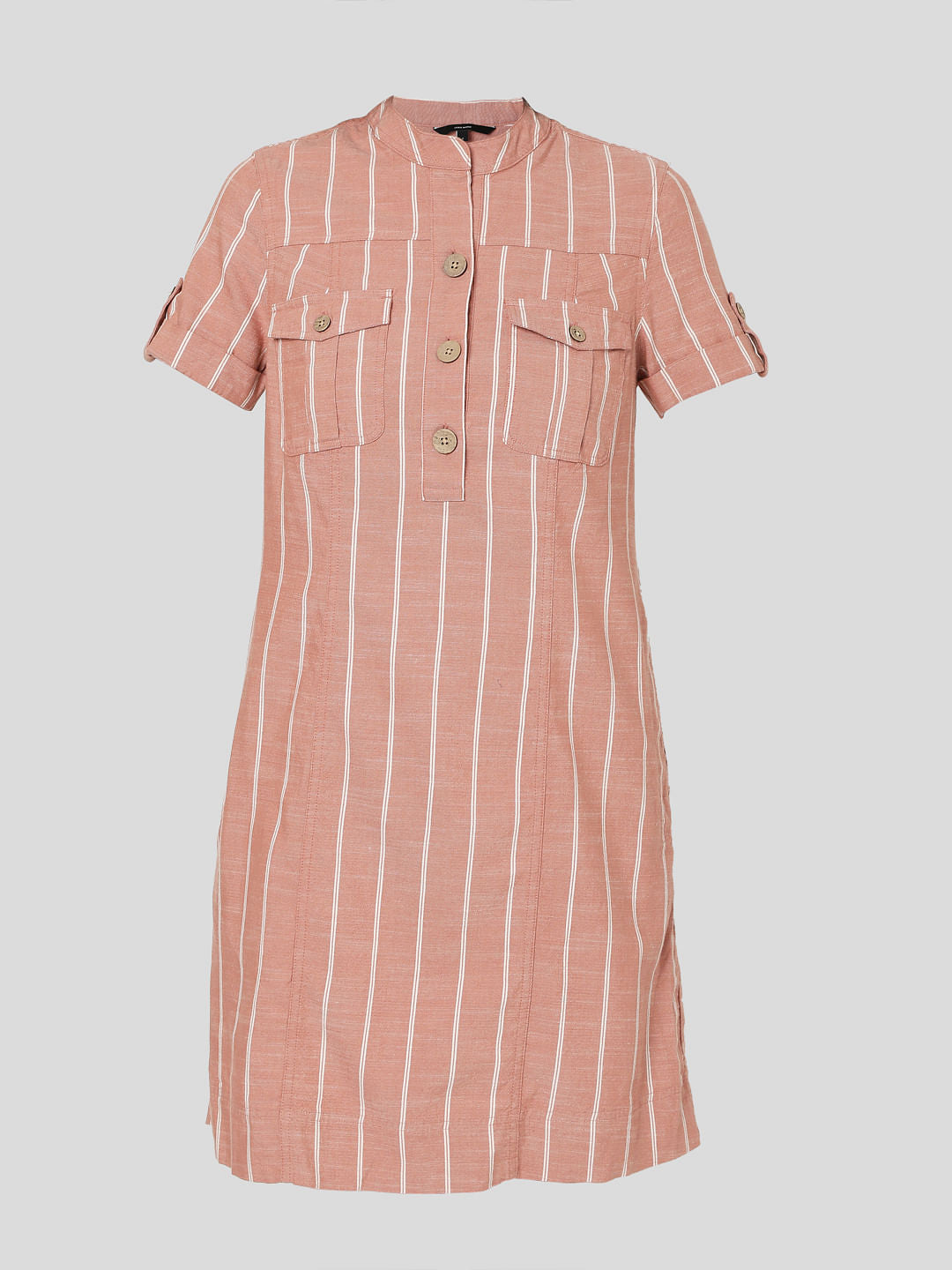 Pink Striped Shirt Dress