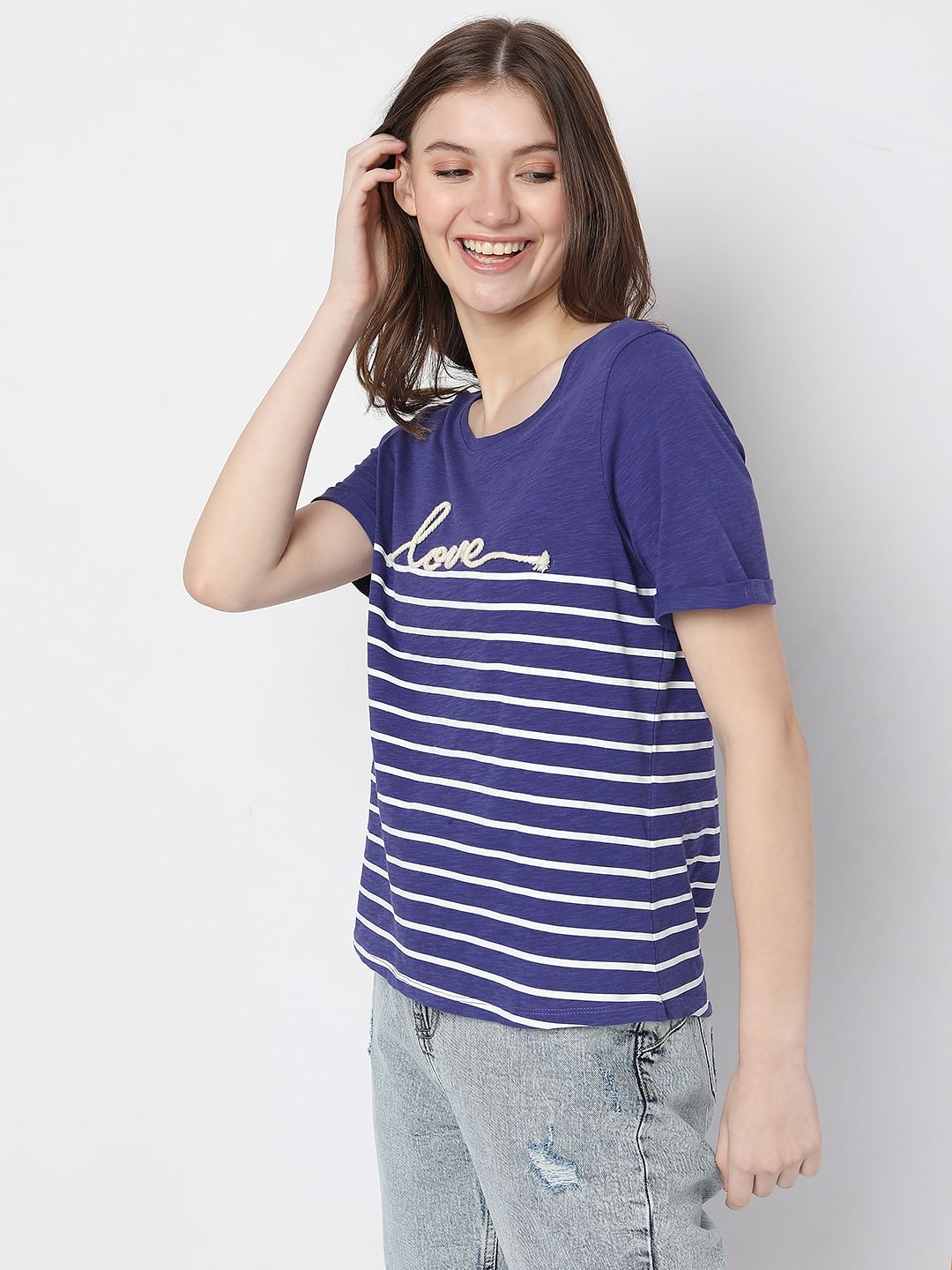 Blue Embroidered T-Shirt