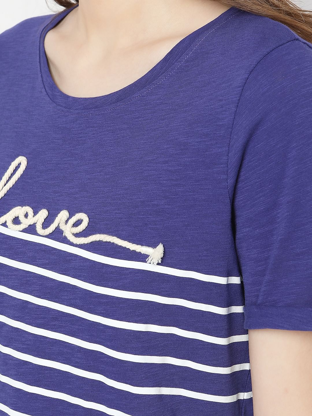 Blue Embroidered T-Shirt