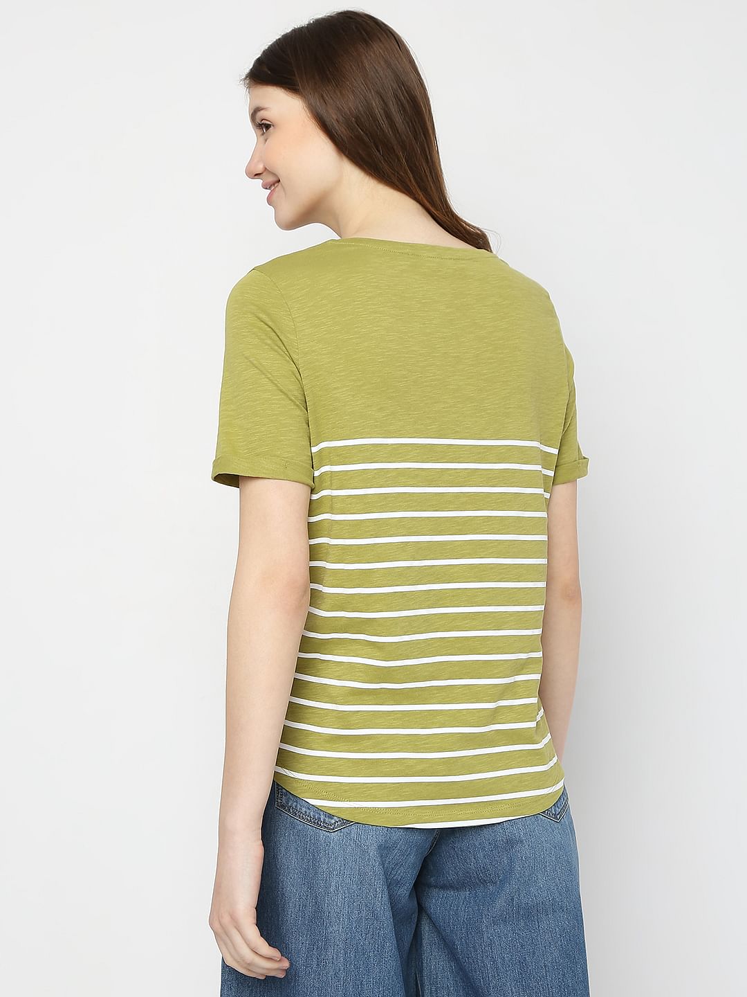 Green Embossed Logo Print T-Shirt