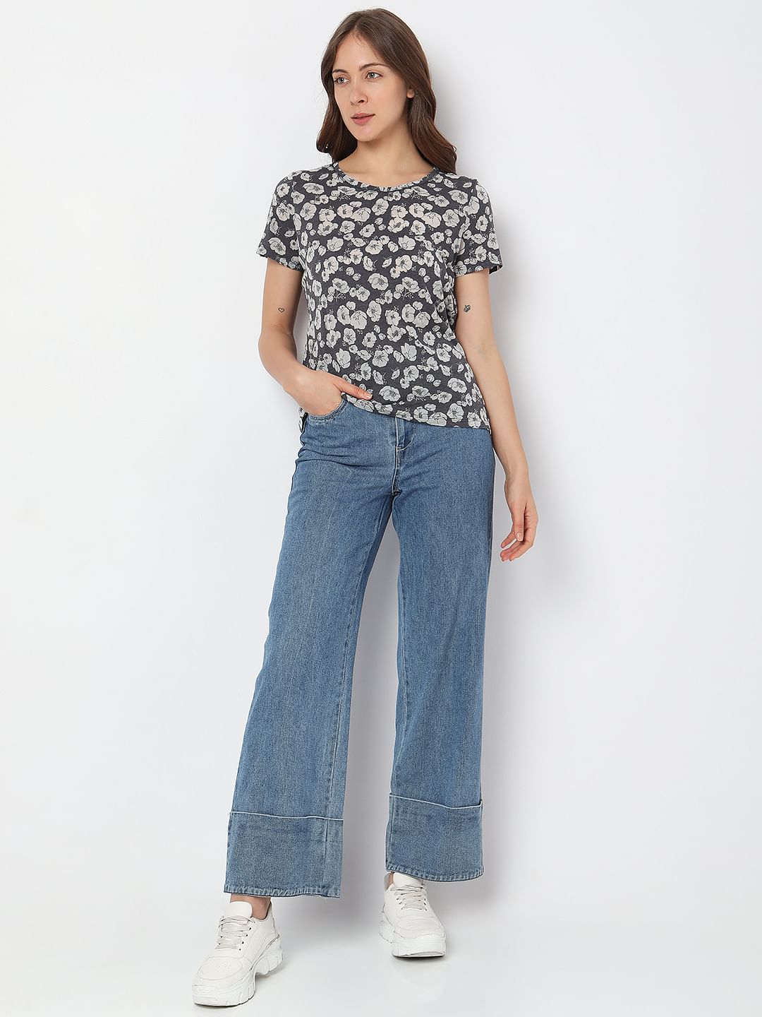 Blue Floral Print T-Shirt